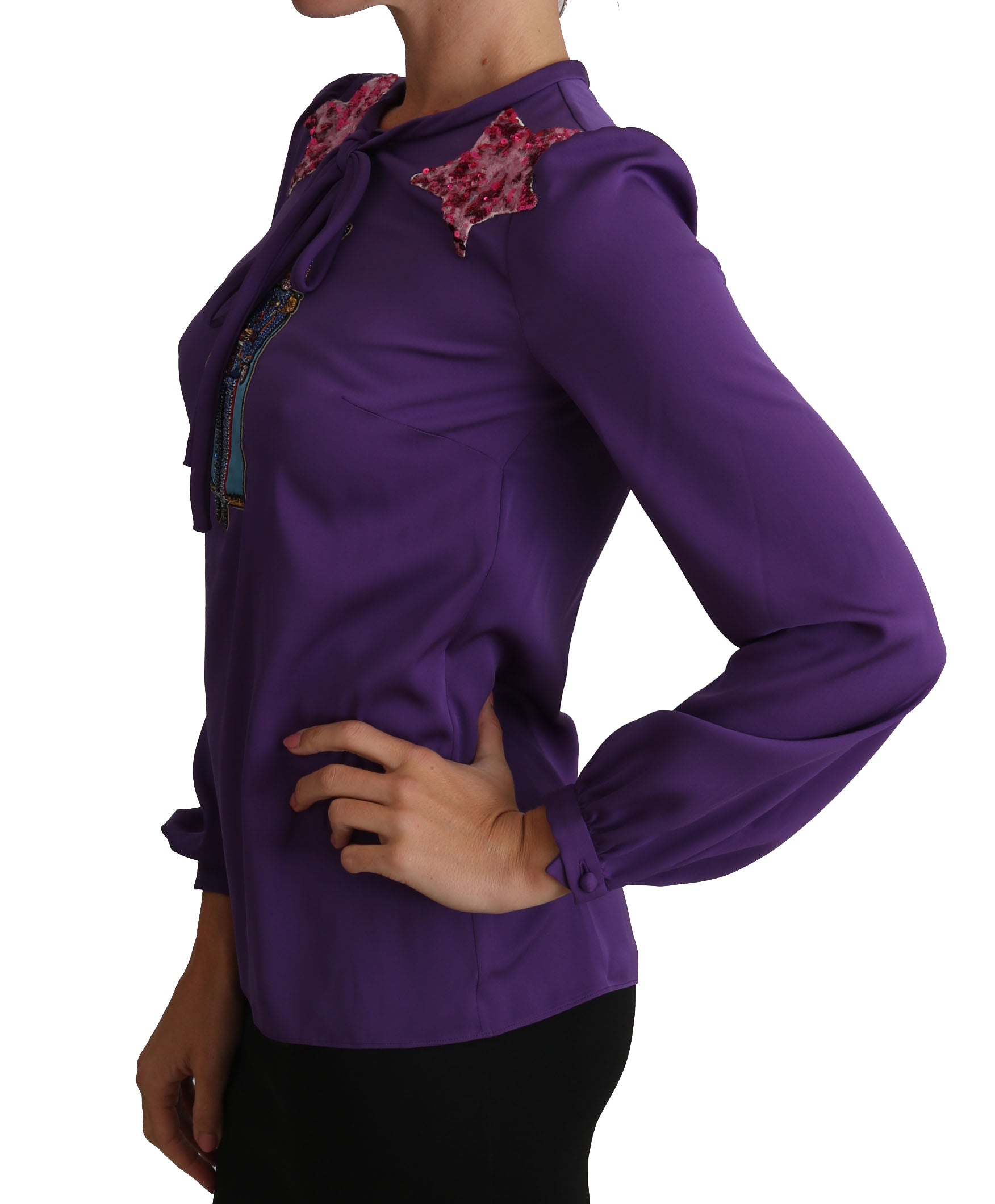 Dolce & Gabbana Purple Blouse Prince  Fairy Tale Embellished  Top Dolce & Gabbana
