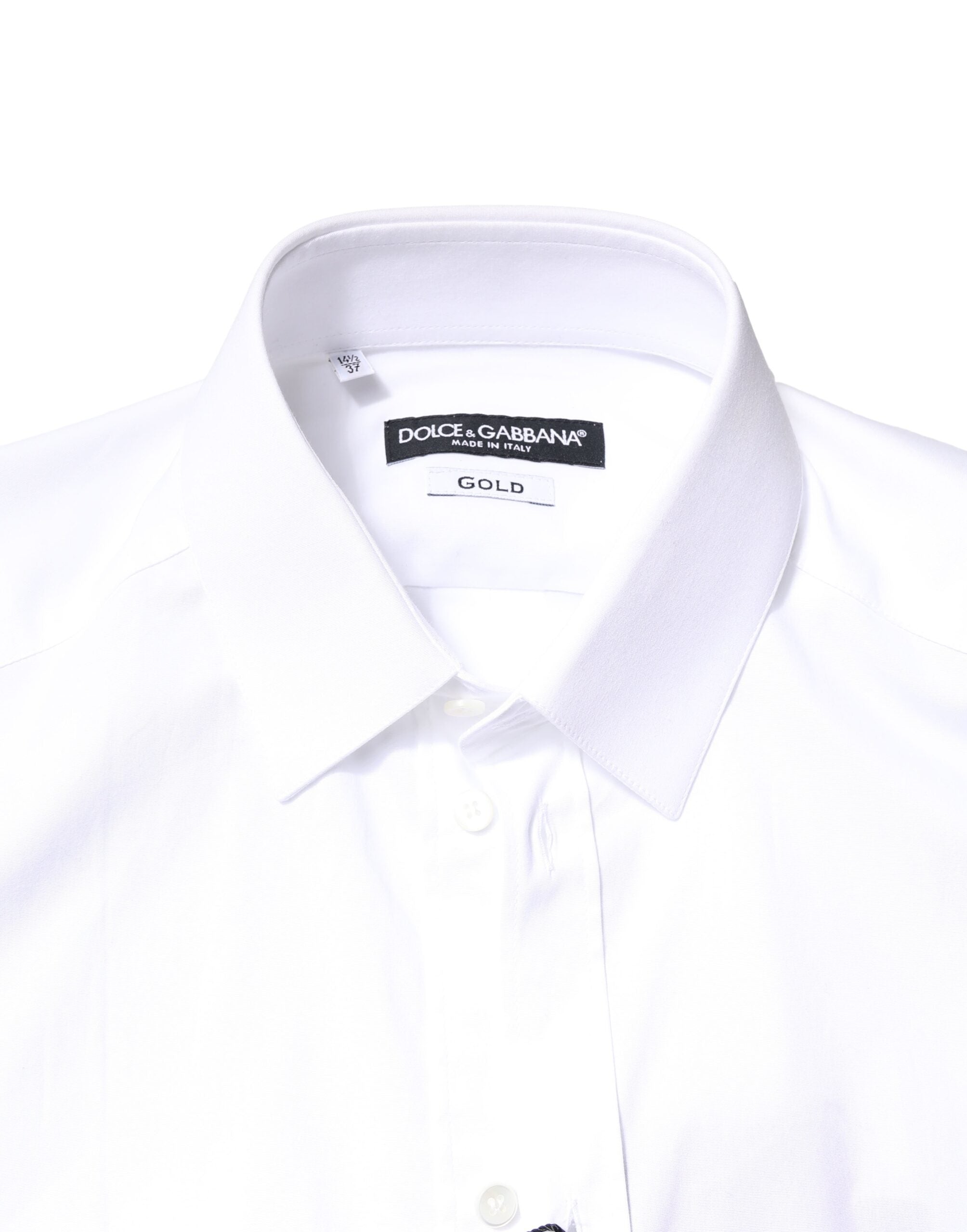 Dolce & Gabbana White GOLD Cotton Long Sleeves Dress Shirt Dolce & Gabbana