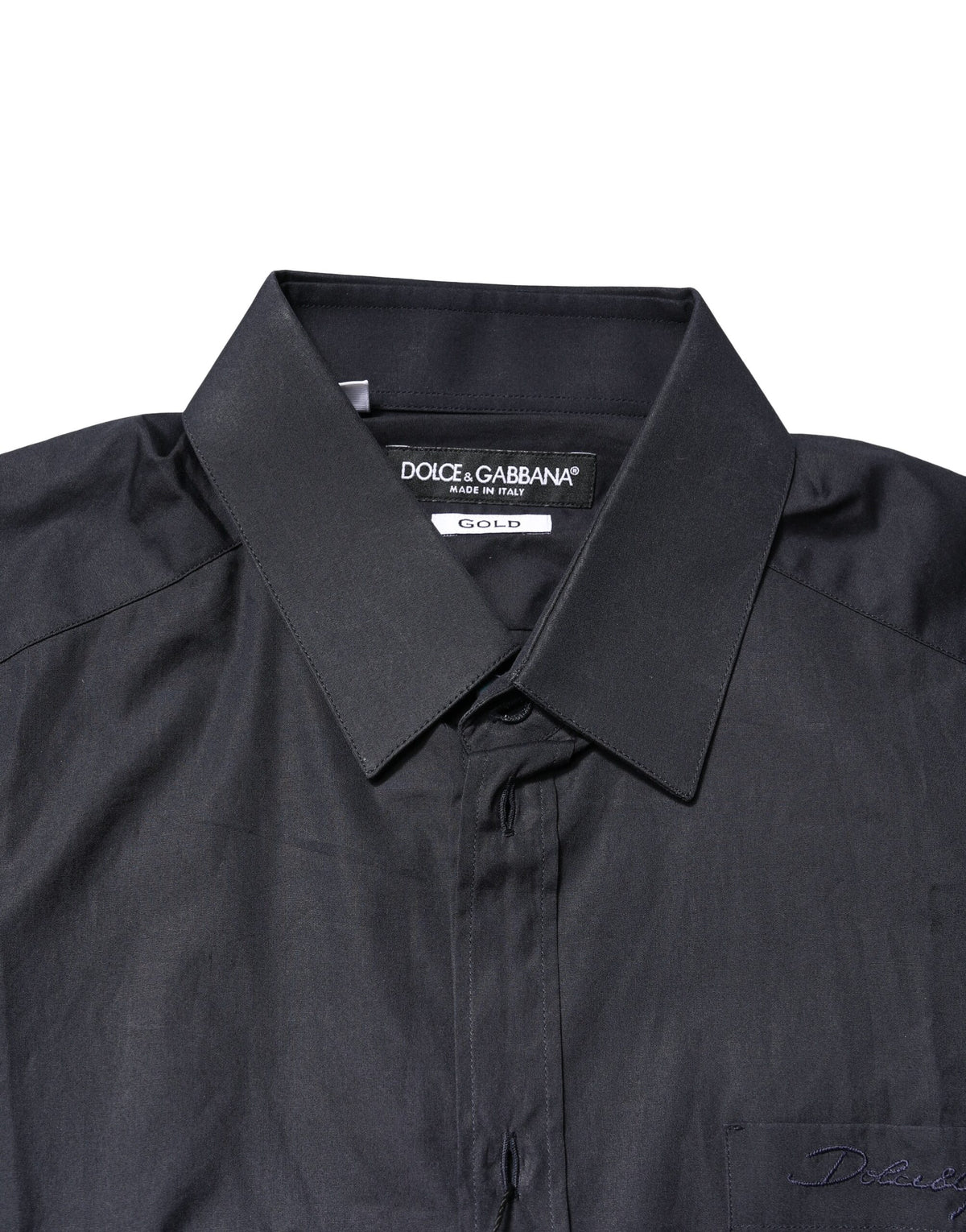 Dolce & Gabbana Dark Blue GOLD Cotton Long Sleeves Dress Shirt