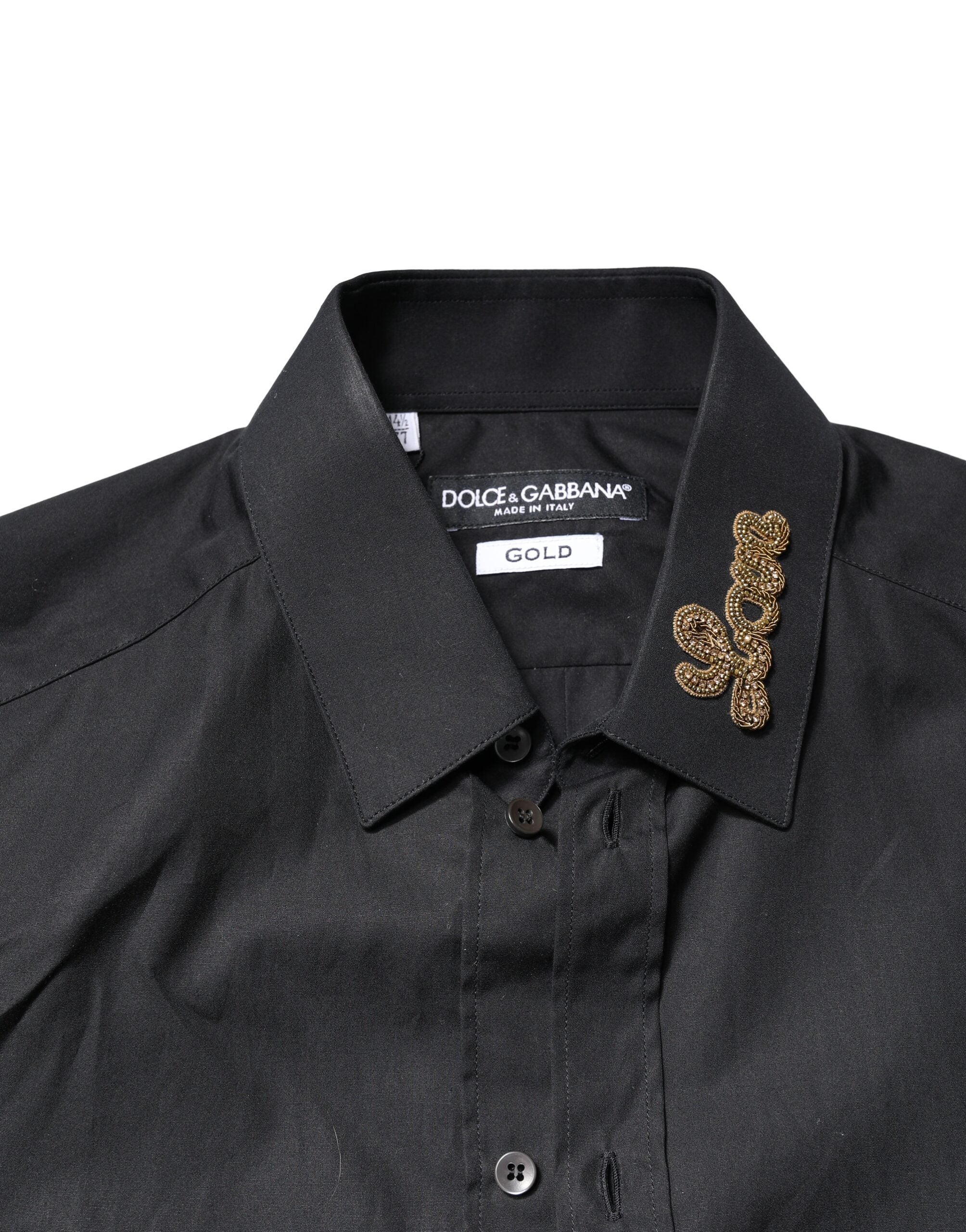 Dolce & Gabbana Black Love Embroidery GOLD Formal Dress Shirt Dolce & Gabbana
