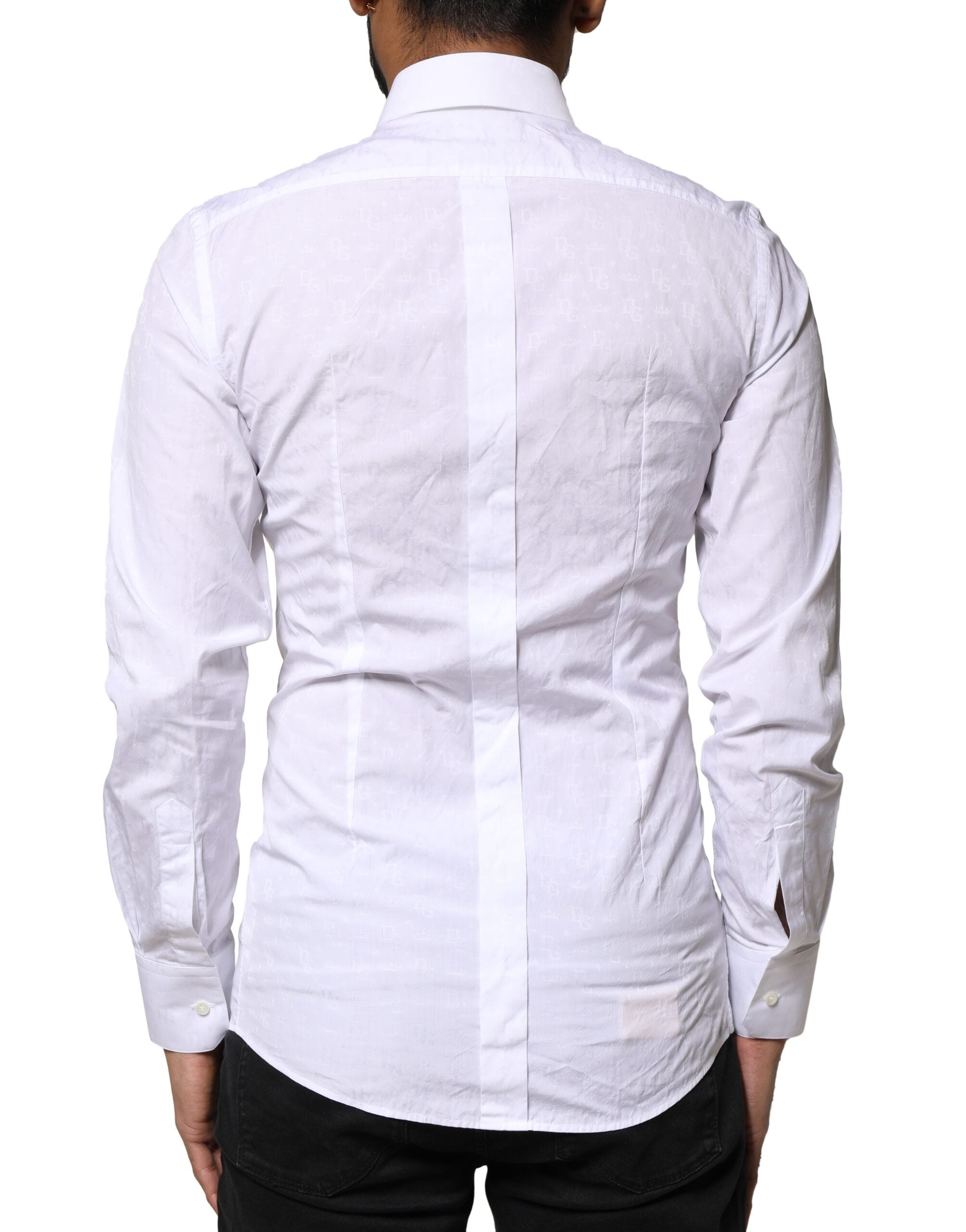 Dolce & Gabbana White GOLD Cotton Long Sleeves Dress Shirt Dolce & Gabbana