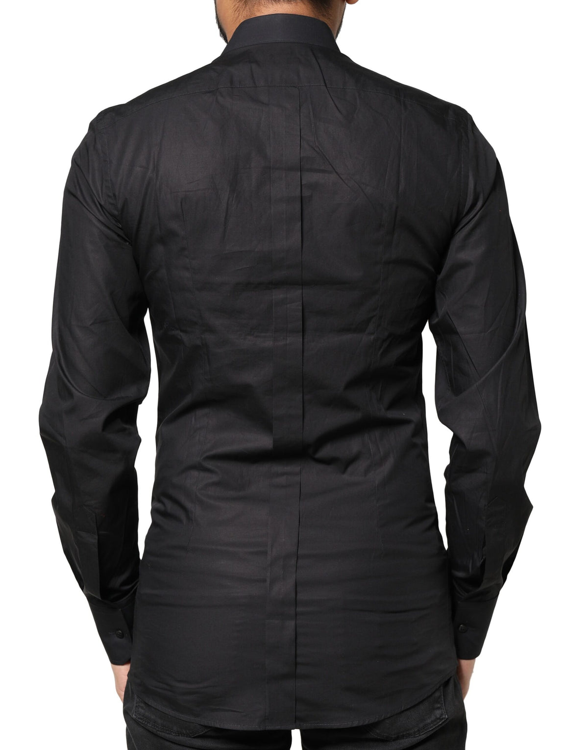 Dolce & Gabbana Black GOLD Cross Embellished Men Dress Shirt