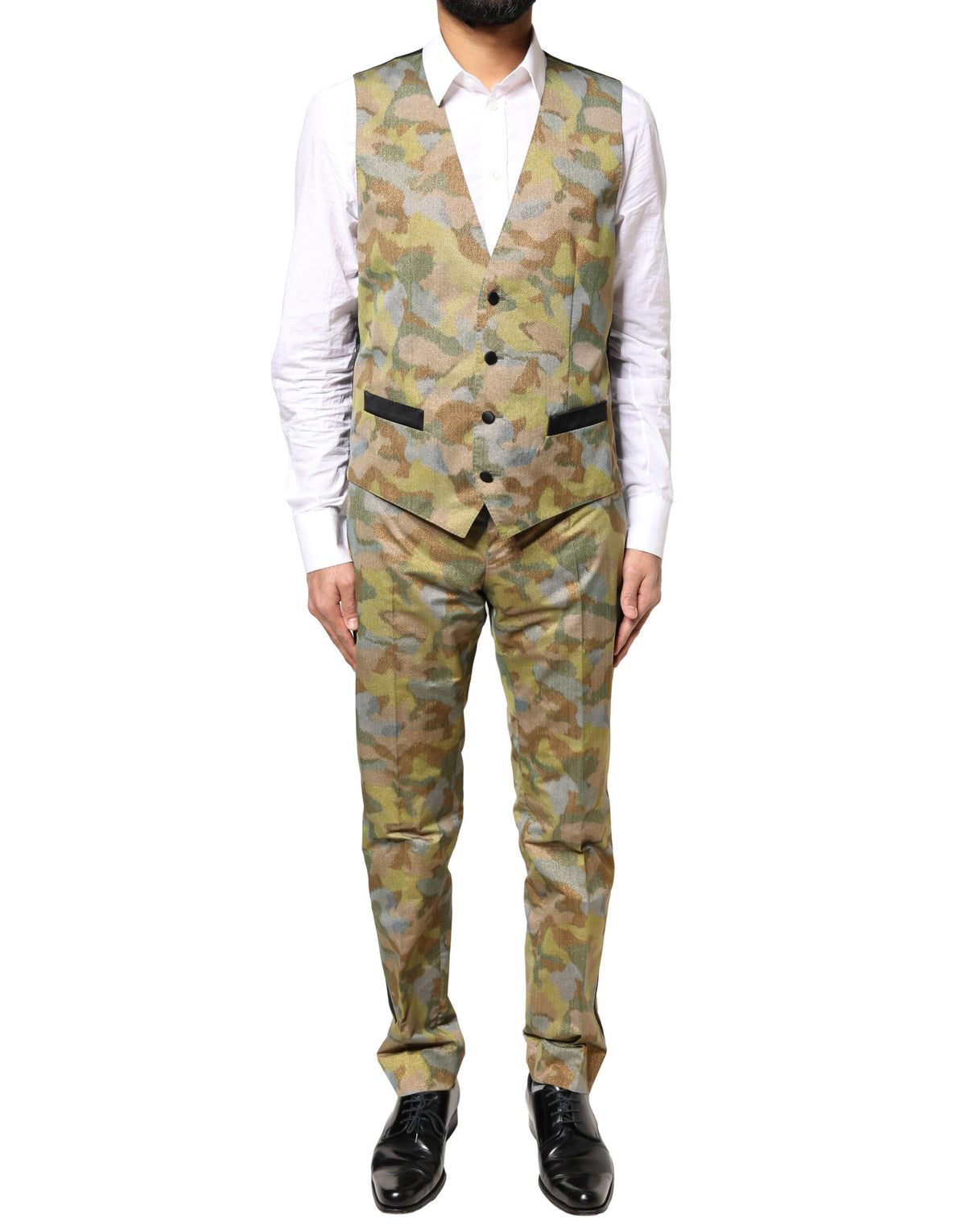 Dolce & Gabbana Multicolor Camouflage SICILIA 3 Piece Suit