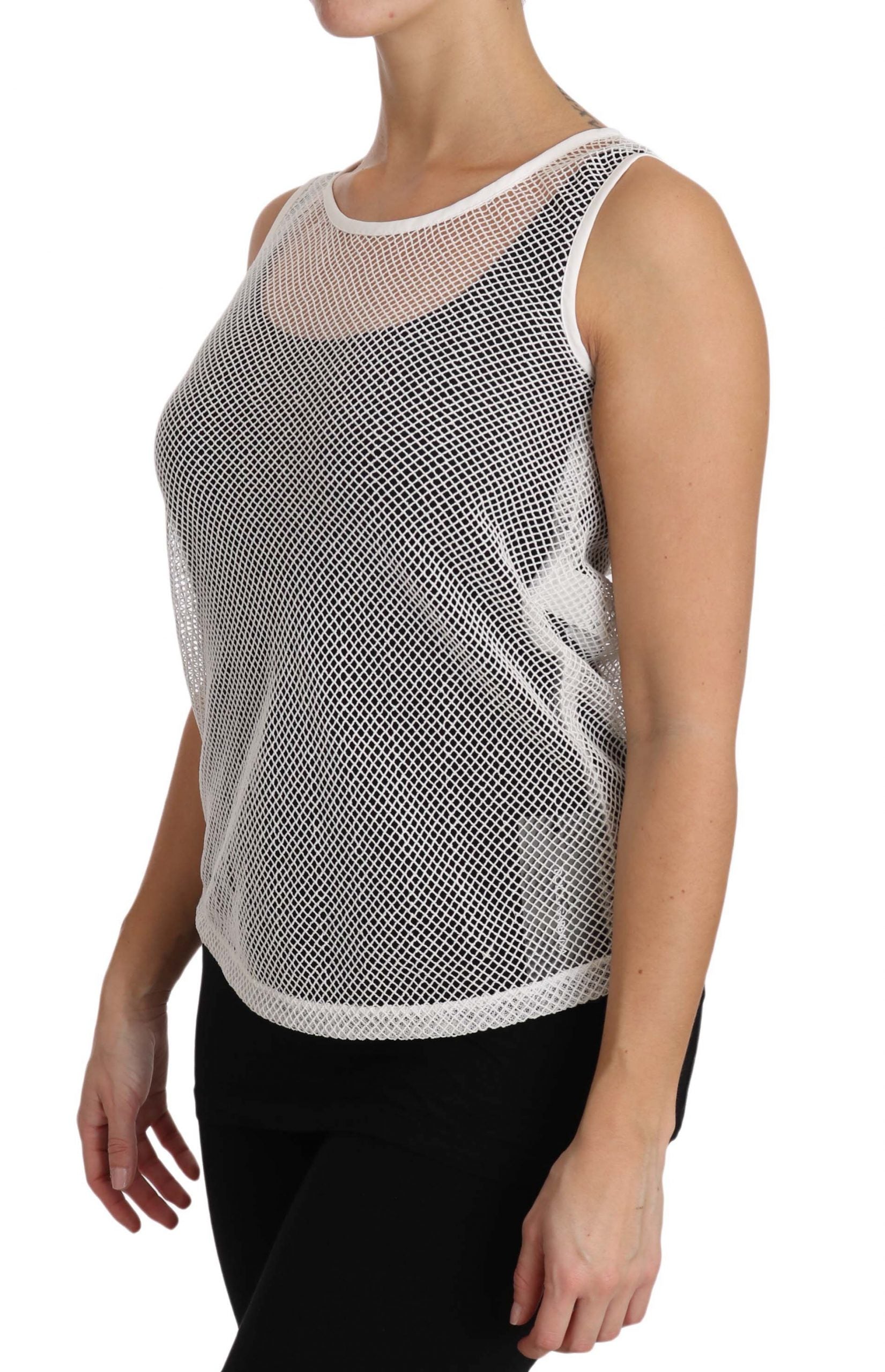 Dolce & Gabbana White Net  Transparent Sleeveless Tank Top Dolce & Gabbana