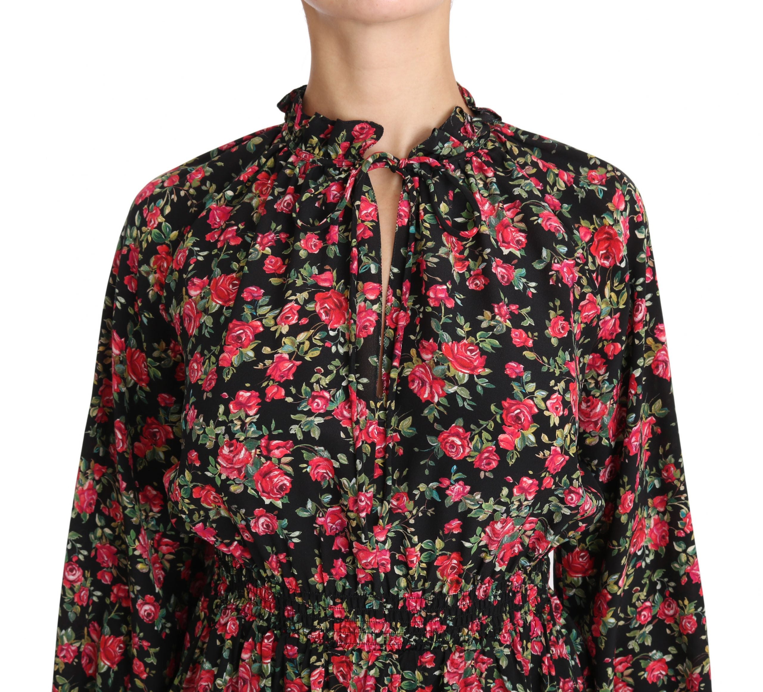Dolce & Gabbana Black Rose Print Floral Shirt Top Blouse Dolce & Gabbana