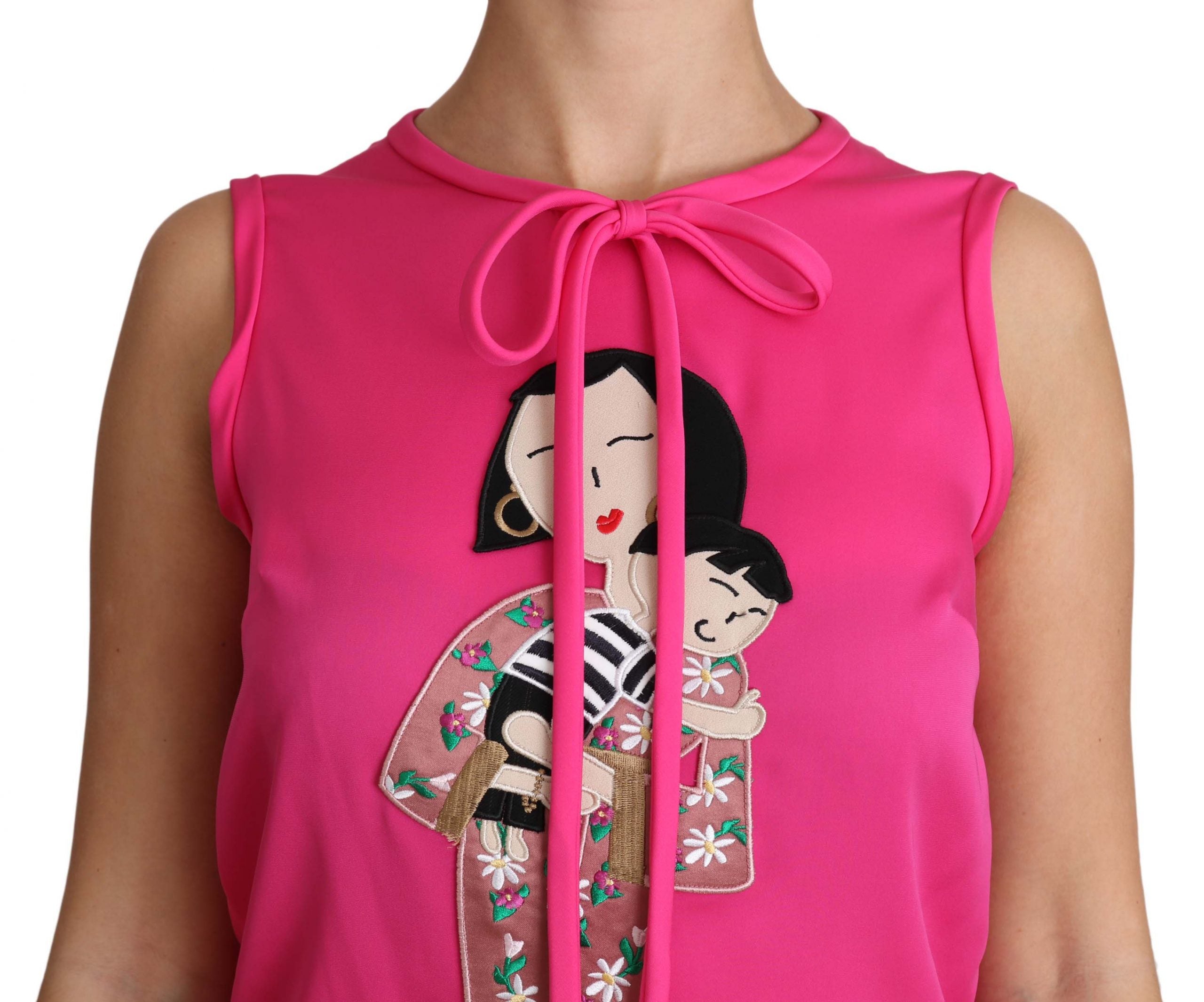 Dolce & Gabbana Pink Family Silk Tank  Mama Blouse Top Shirt Dolce & Gabbana