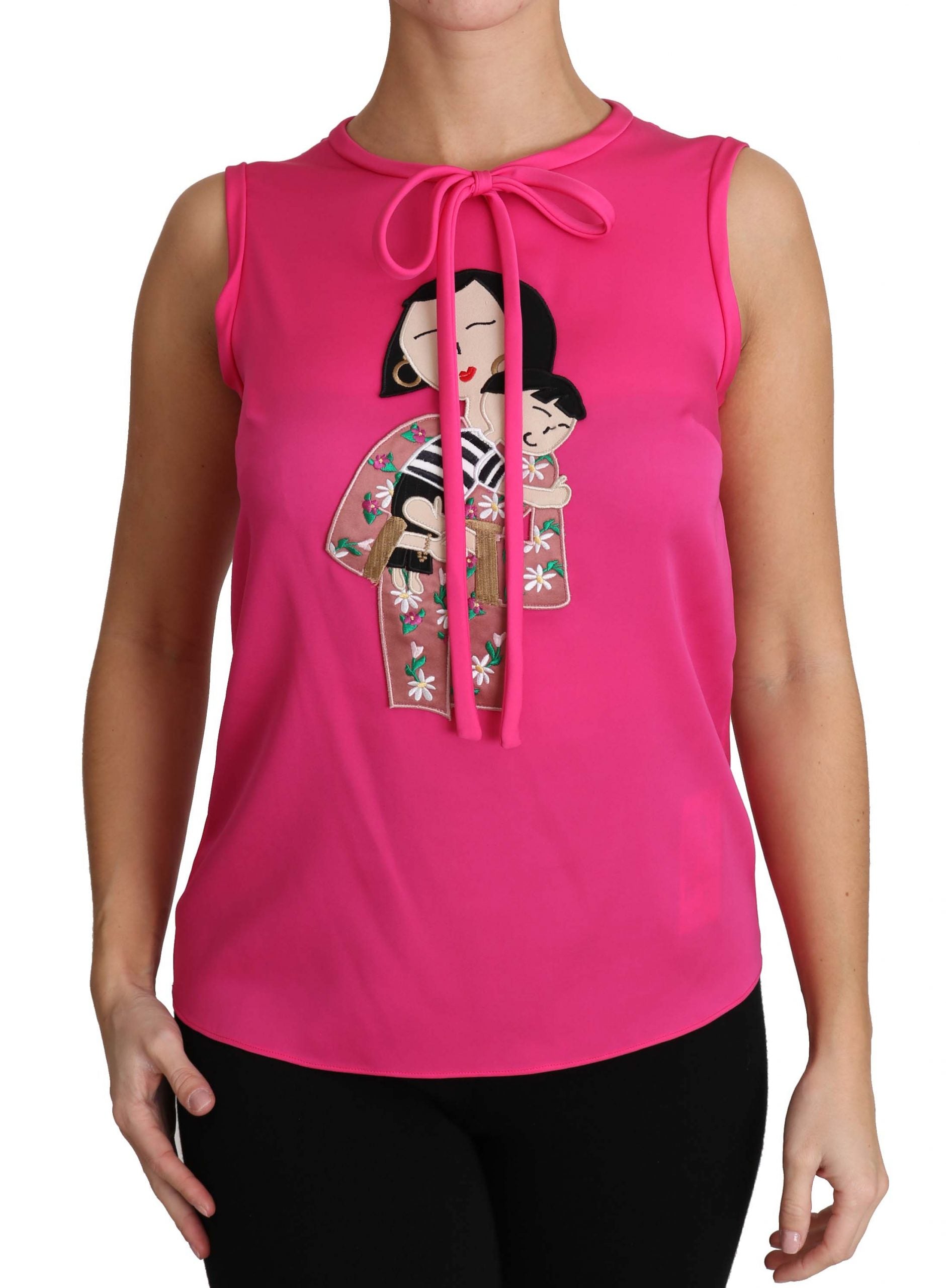 Dolce & Gabbana Pink Family Silk Tank  Mama Blouse Top Shirt Dolce & Gabbana