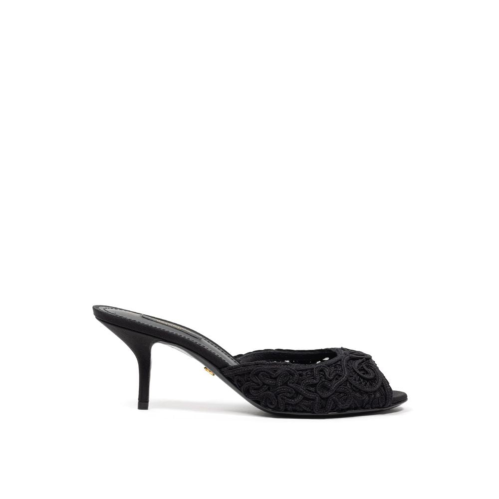Dolce & Gabbana Black Cotton Mules Dolce & Gabbana