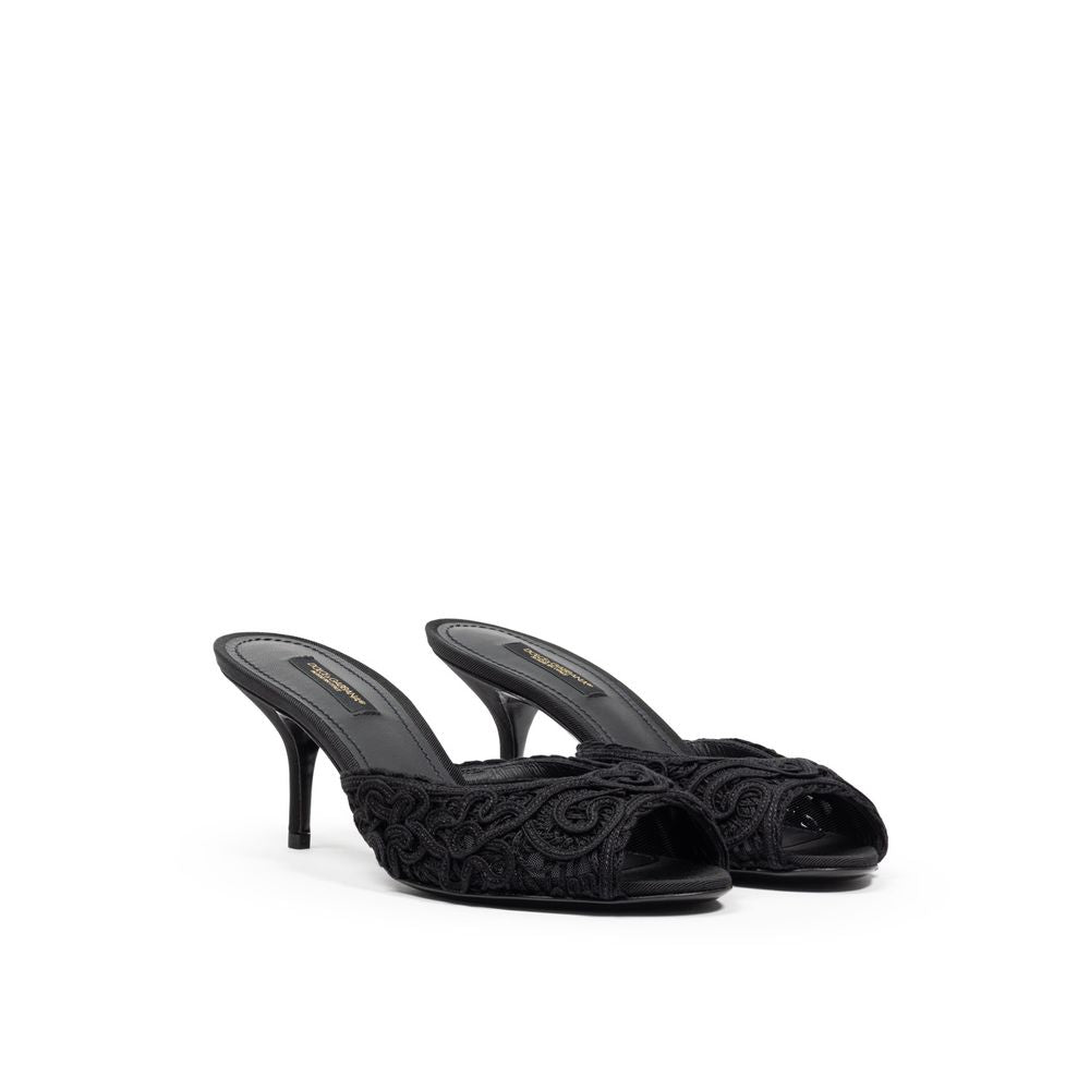 Dolce & Gabbana Black Cotton Mules Dolce & Gabbana