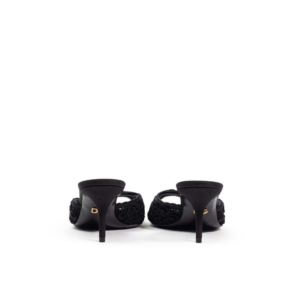Dolce & Gabbana Black Cotton Mules Dolce & Gabbana