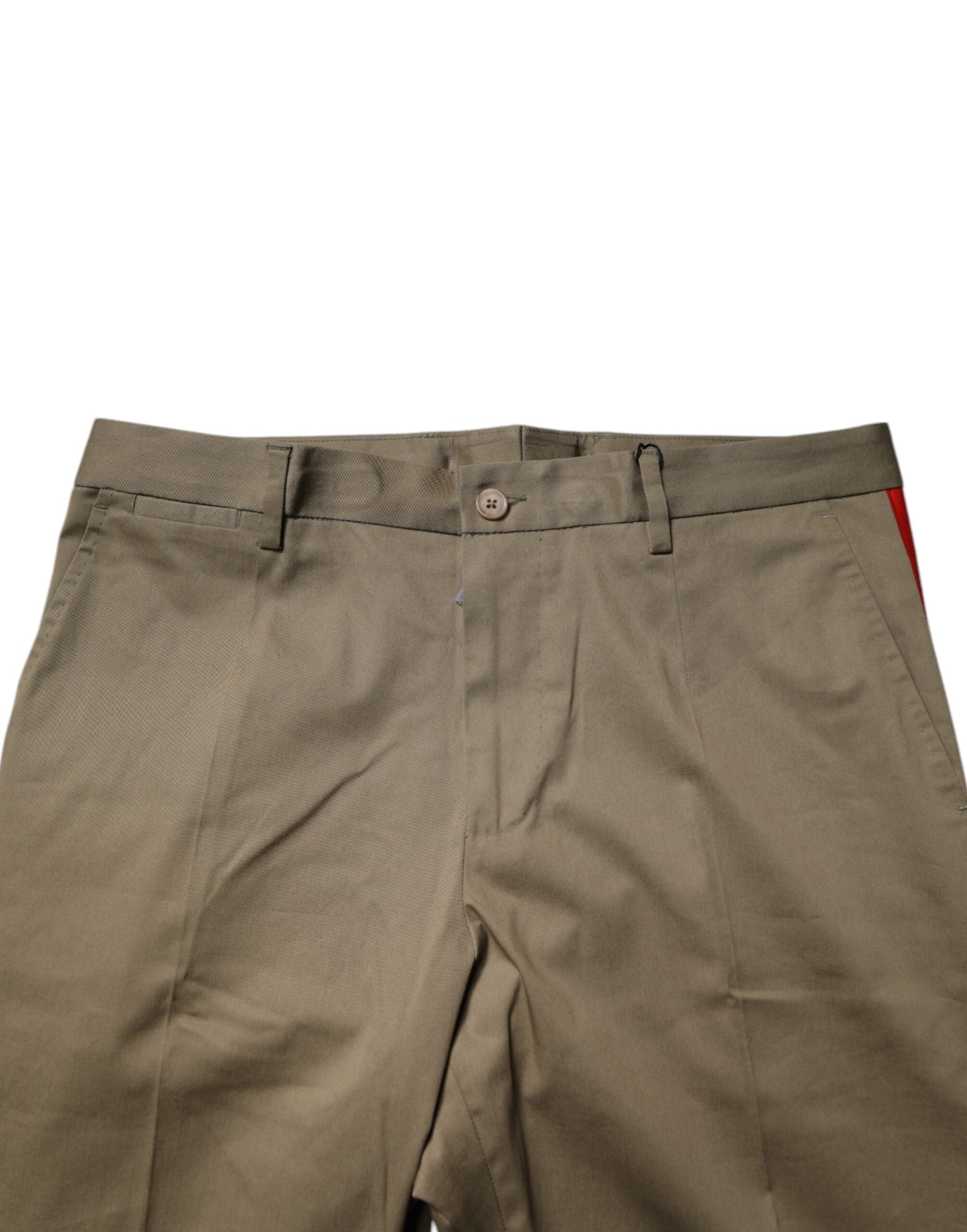 Dolce & Gabbana Dark Khaki Cotton Tapered Pants Dolce & Gabbana