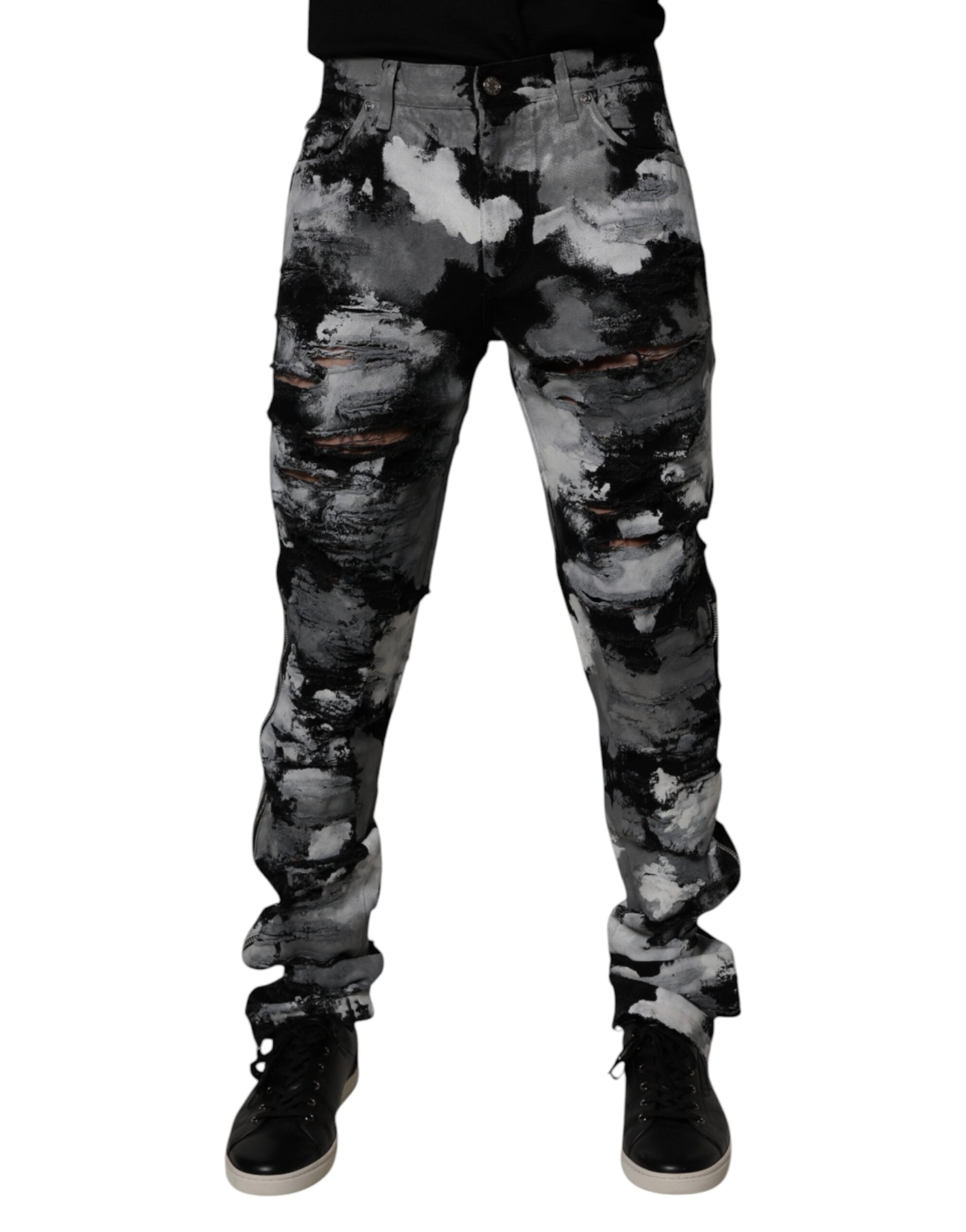 Dolce & Gabbana Multicolor Camouflage Tattered Skinny Denim Jeans Dolce & Gabbana