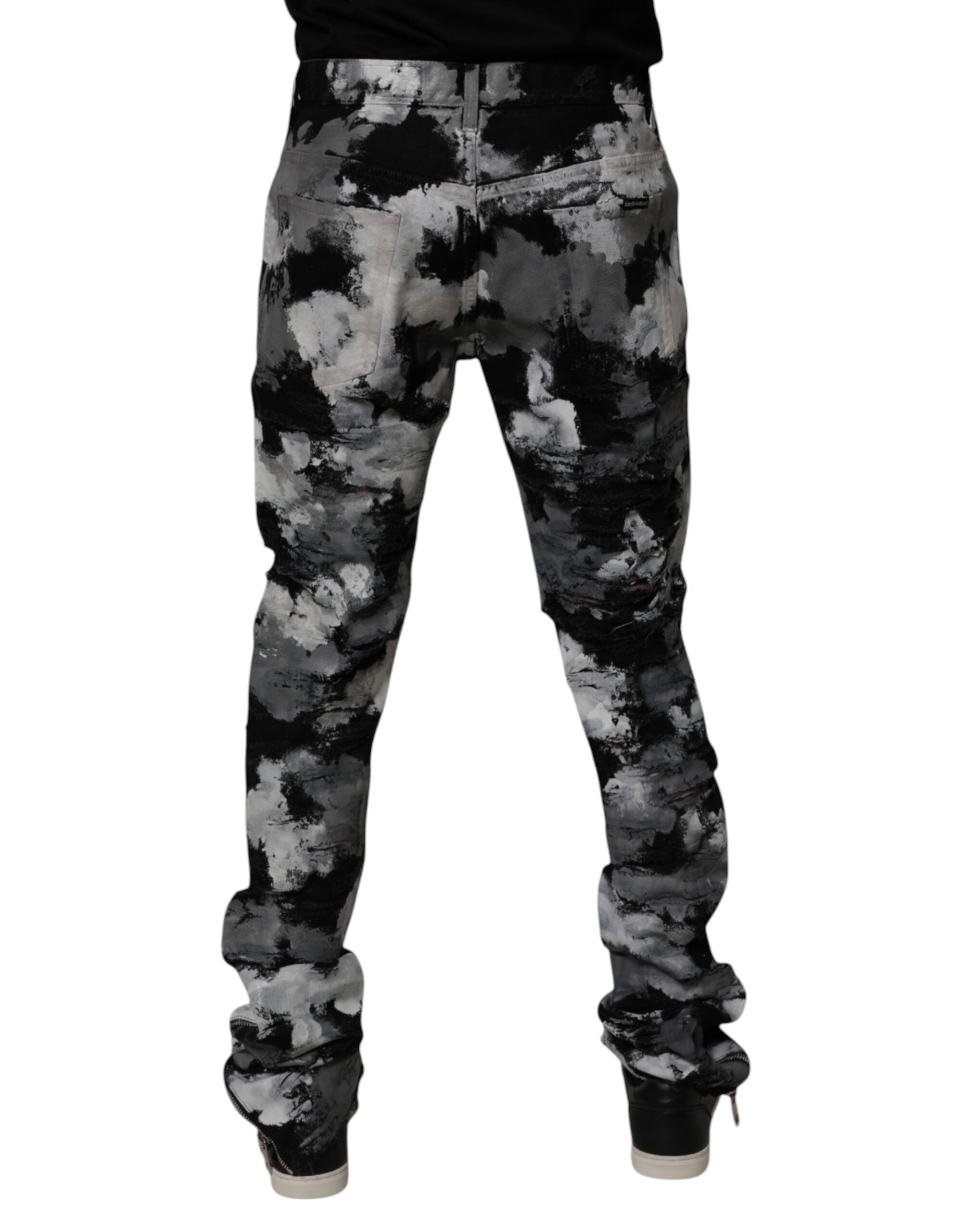 Dolce & Gabbana Multicolor Camouflage Tattered Skinny Denim Jeans Dolce & Gabbana