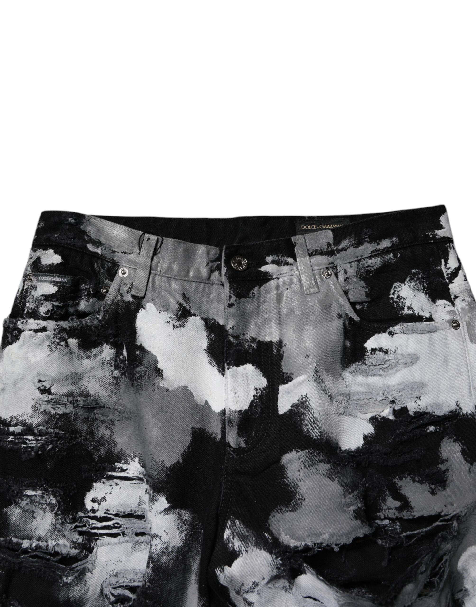 Dolce & Gabbana Multicolor Camouflage Tattered Skinny Denim Jeans Dolce & Gabbana