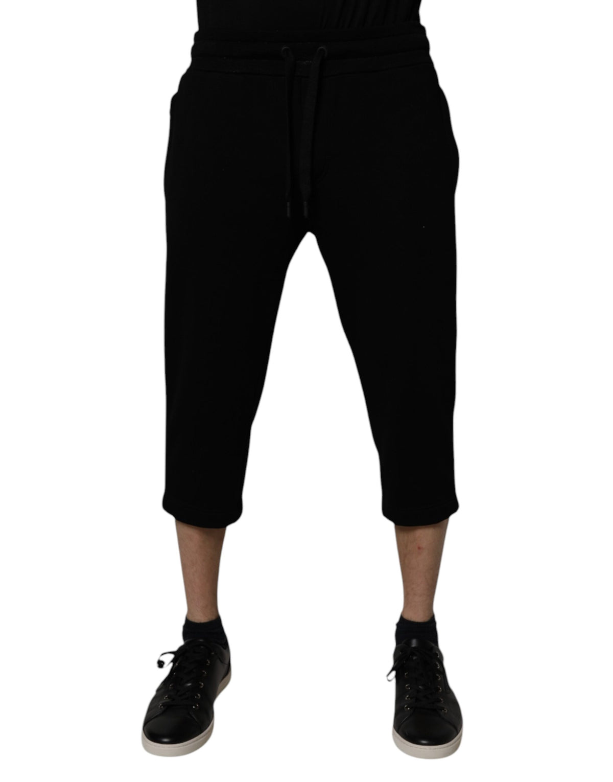Dolce & Gabbana Black Cotton Blend Cropped Sweatpants Pants