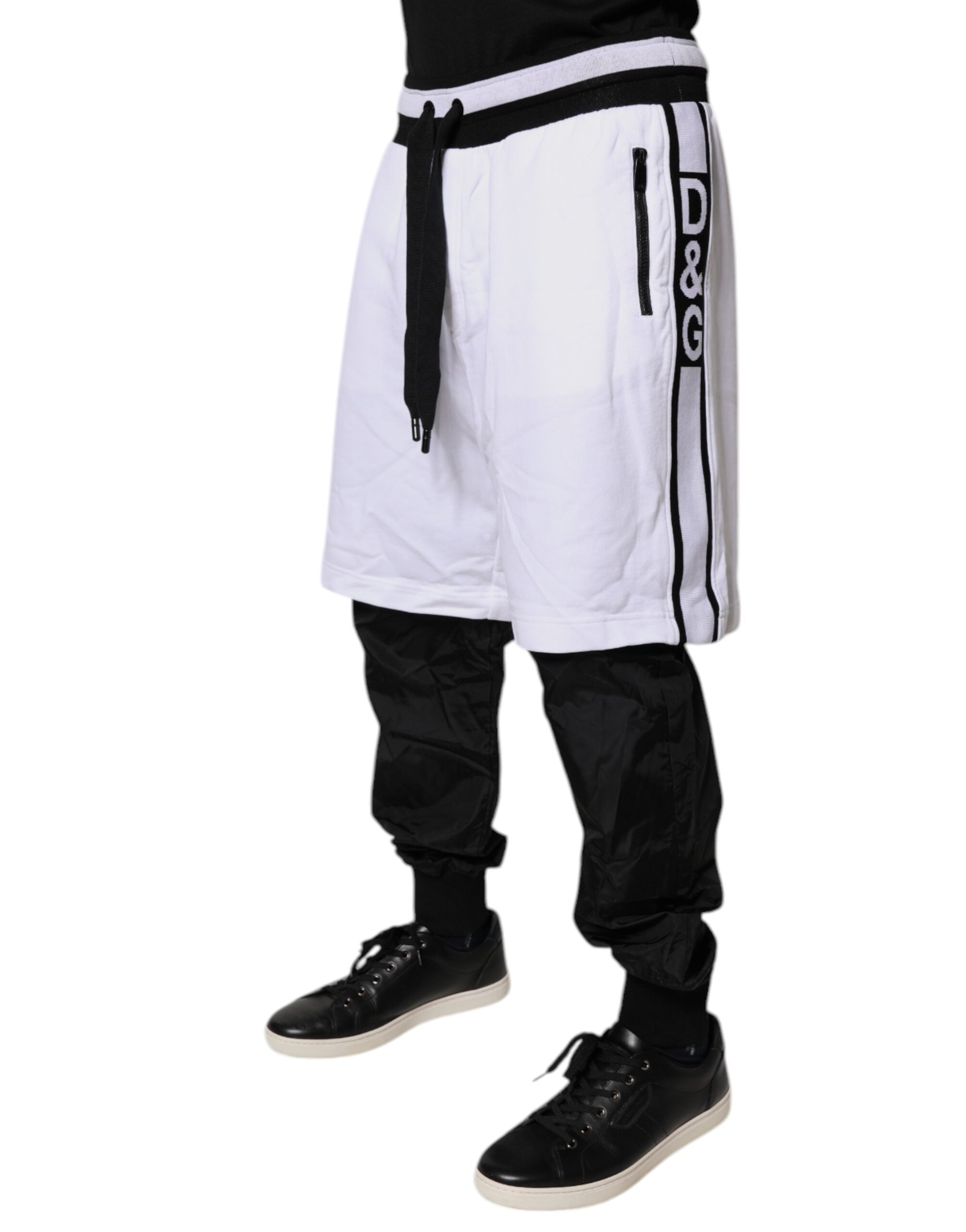 Dolce & Gabbana Black White Cotton Layered Sweatpants Pants Dolce & Gabbana