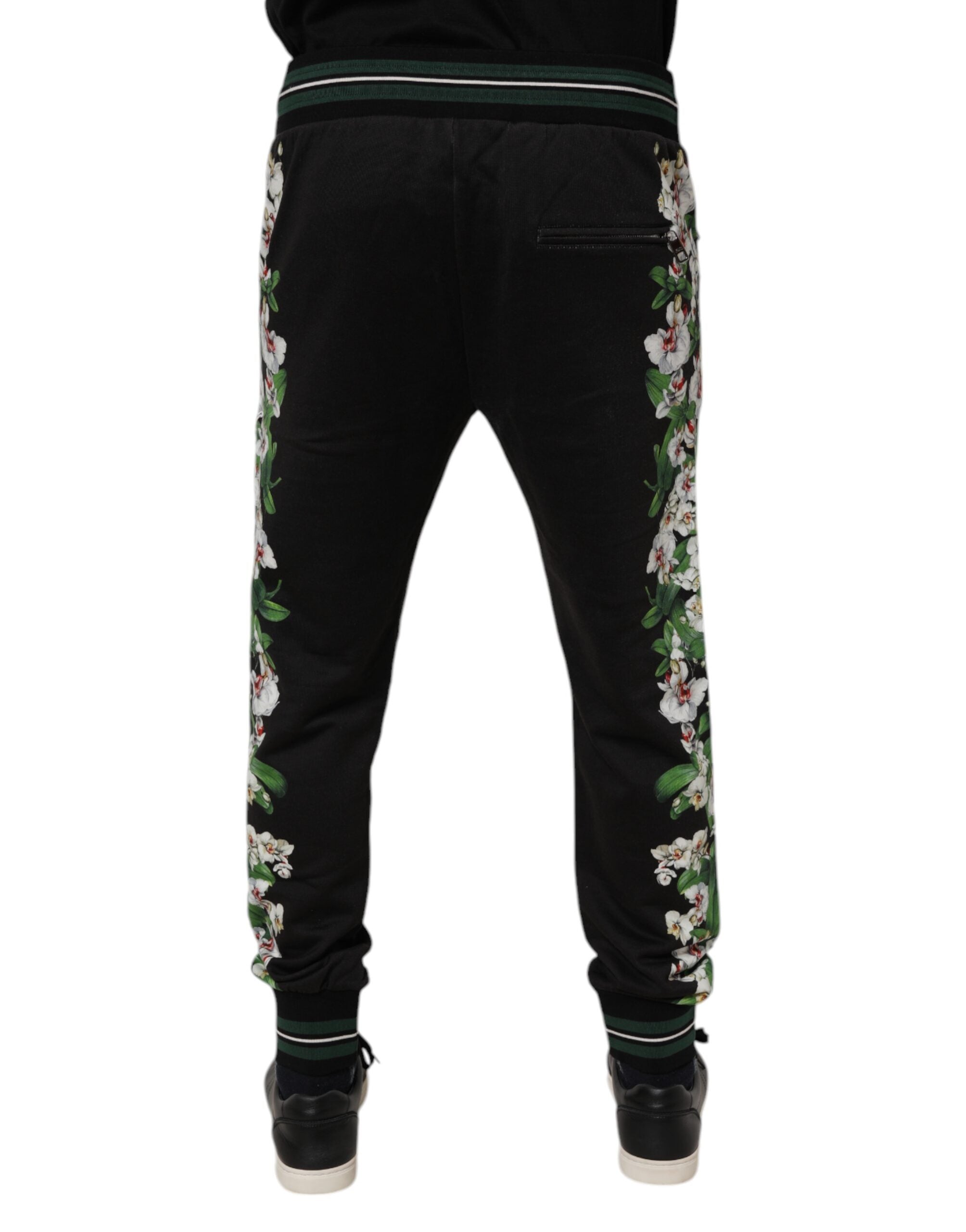 Dolce & Gabbana Black Floral King Men Jogger Sweatpants Pants Dolce & Gabbana