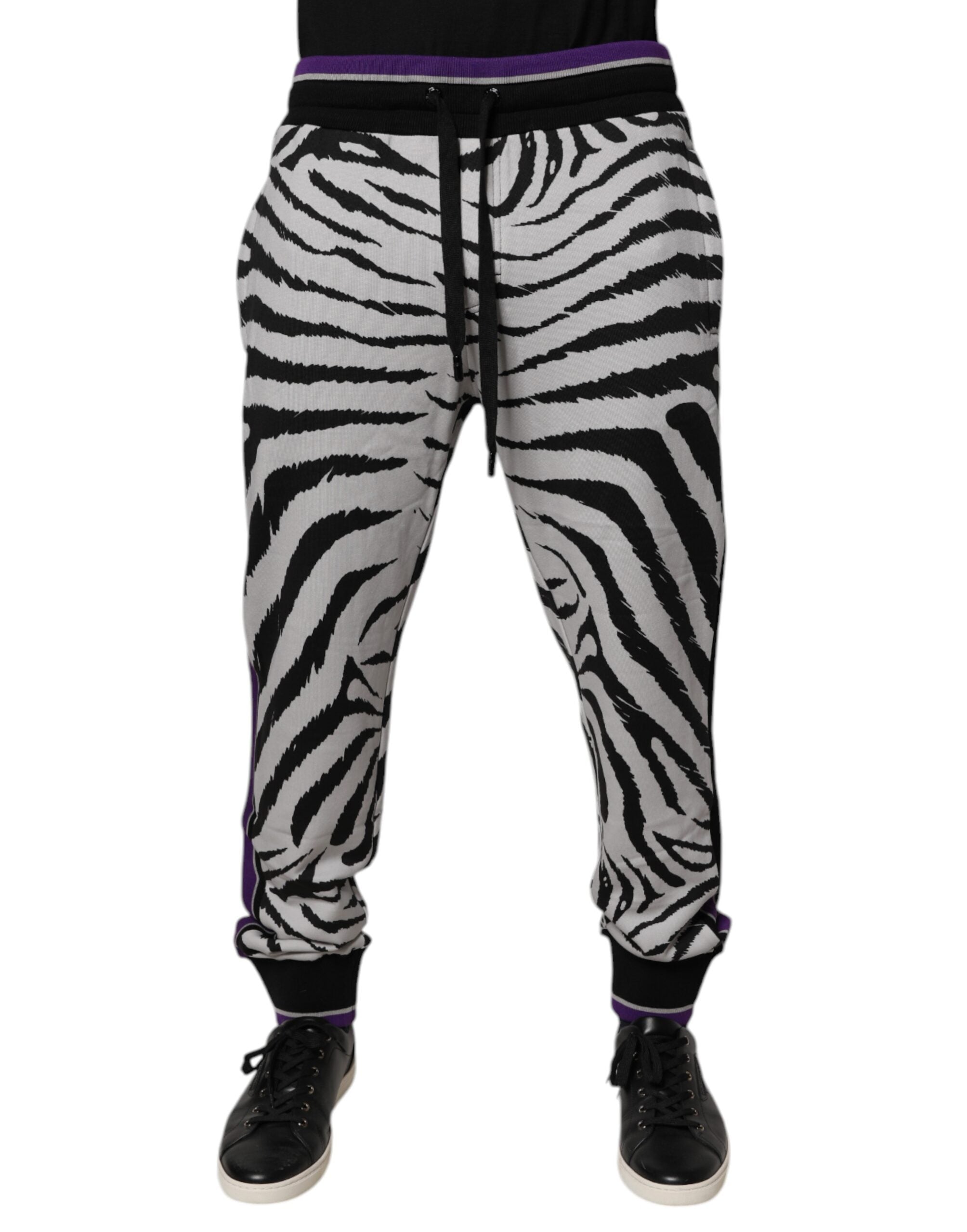 Dolce & Gabbana Black White Zebra Men Jogger Sweatpants Pants Dolce & Gabbana
