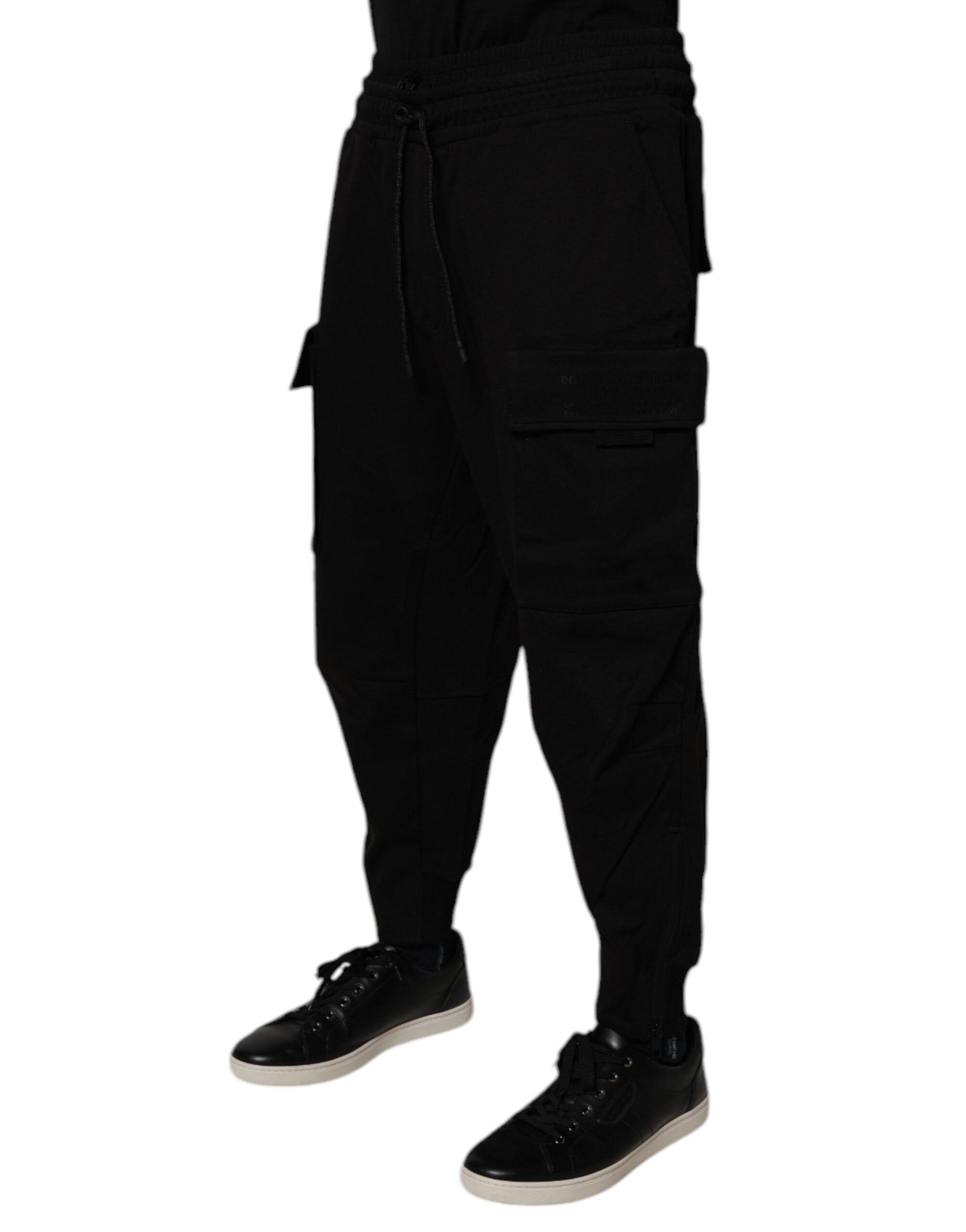 Dolce & Gabbana Black Cotton Men Cargo Jogger Sweatpants Pants Dolce & Gabbana