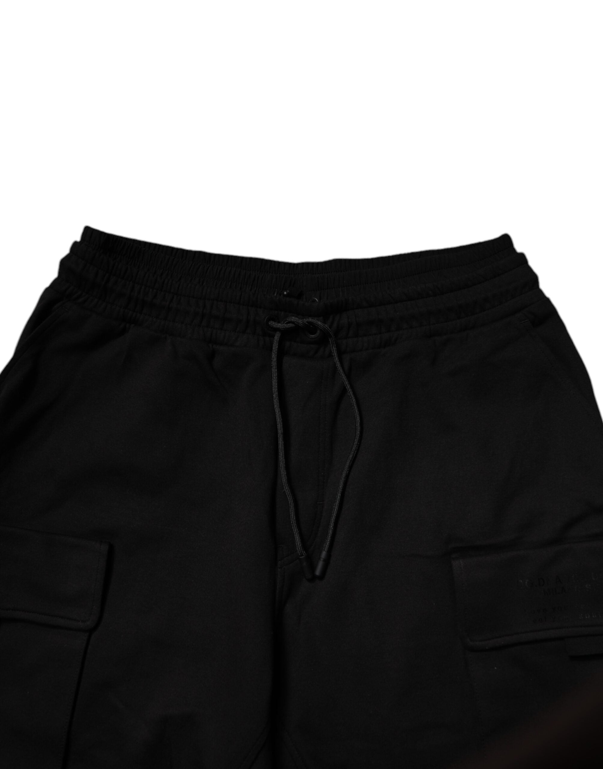 Dolce & Gabbana Black Cotton Men Cargo Jogger Sweatpants Pants Dolce & Gabbana