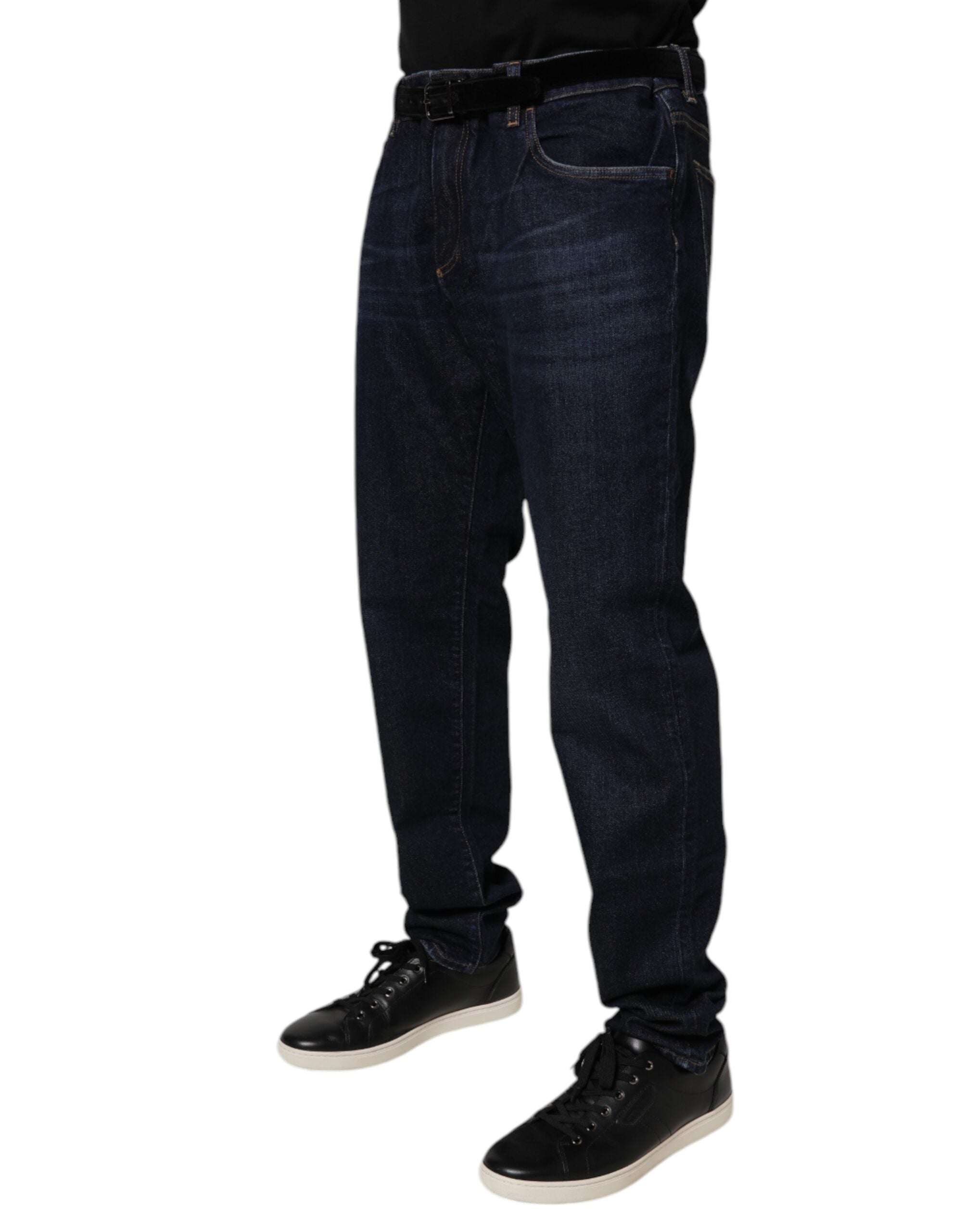 Dolce & Gabbana Dark Blue Cotton Stretch Skinny Denim Jeans Dolce & Gabbana