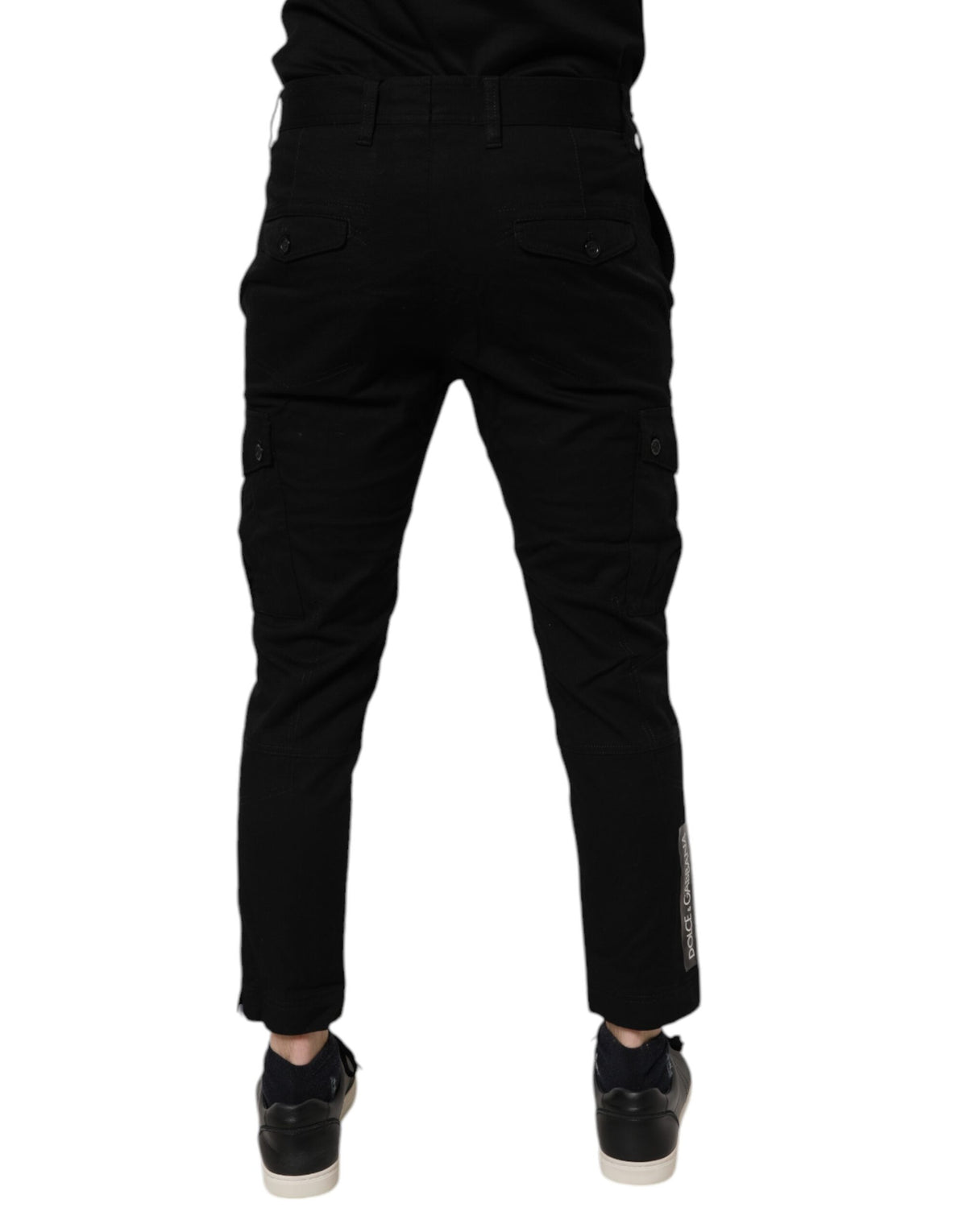 Dolce & Gabbana Black Cotton Stretch Skinny Cargo Denim Jeans