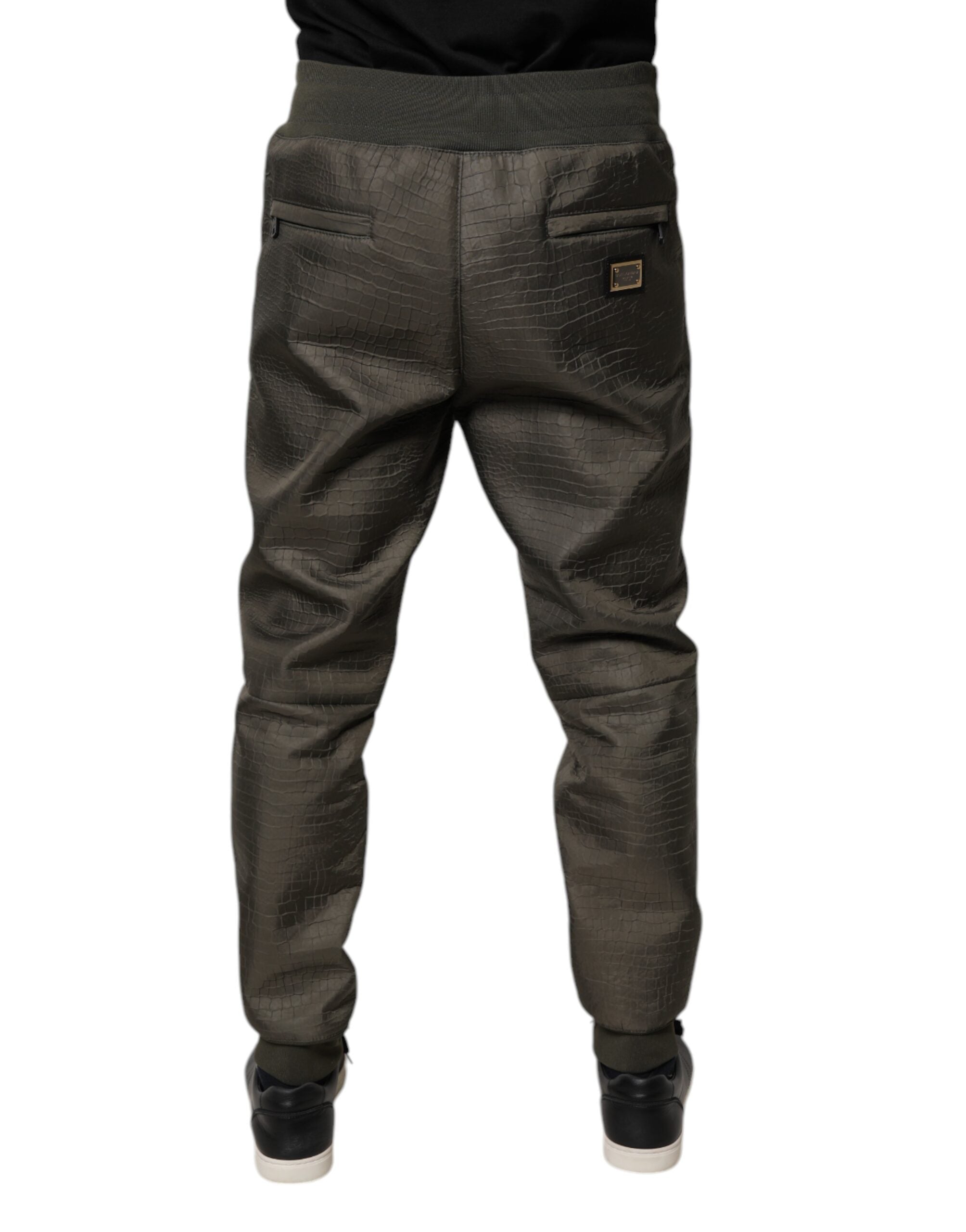 Dolce & Gabbana Brown Lambskin Leather Men Sweatpants Pants Dolce & Gabbana