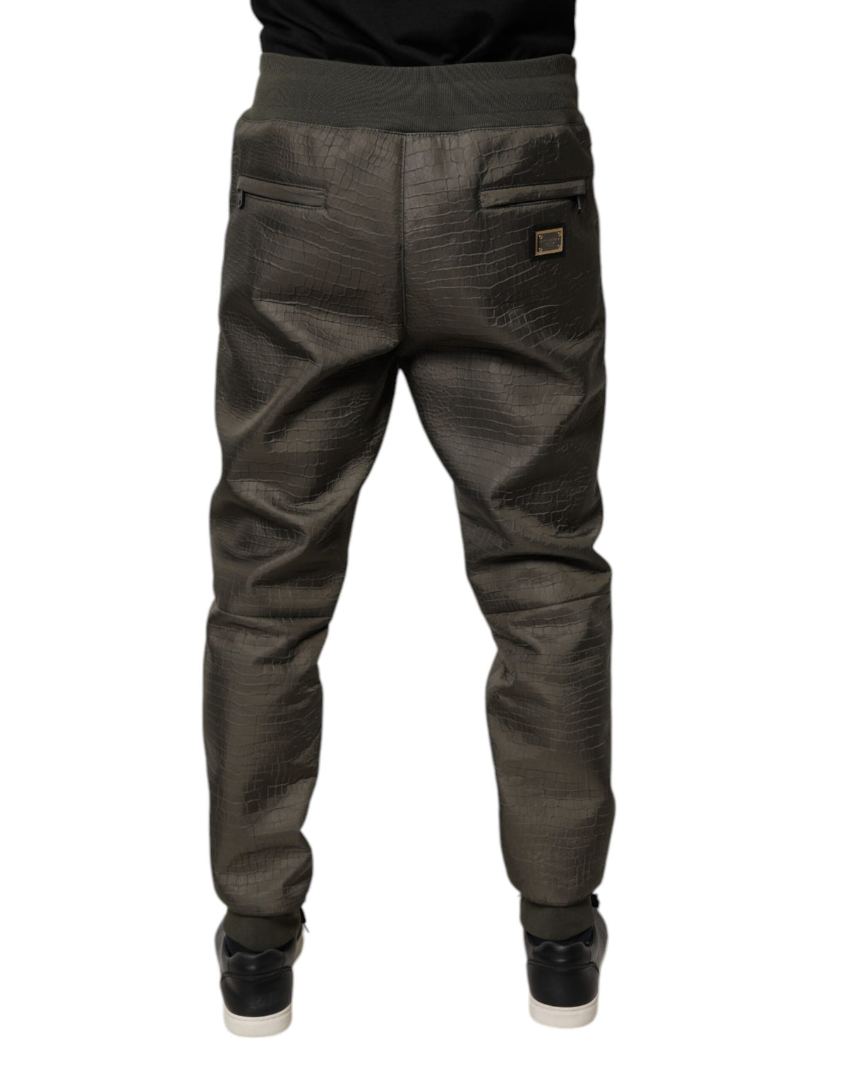 Dolce & Gabbana Brown Lambskin Leather Men Sweatpants Pants