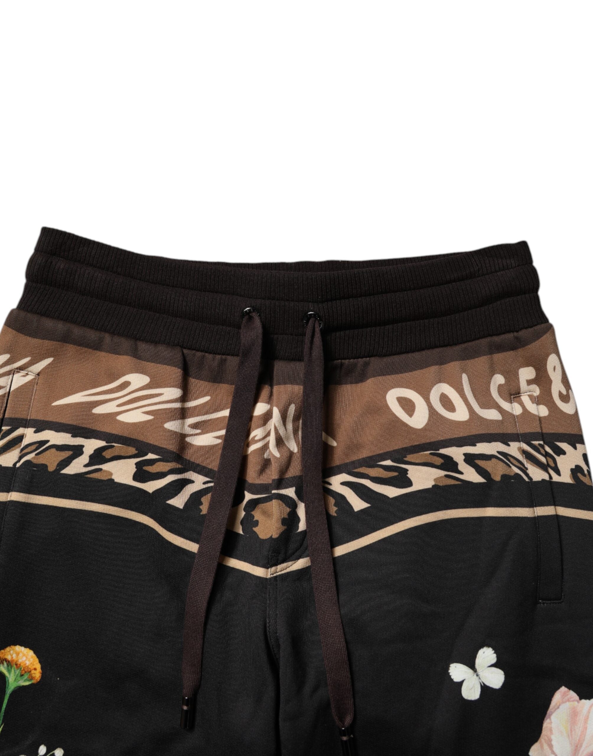 Dolce & Gabbana Black Floral Cotton Jogger Sweatpants Pants Dolce & Gabbana