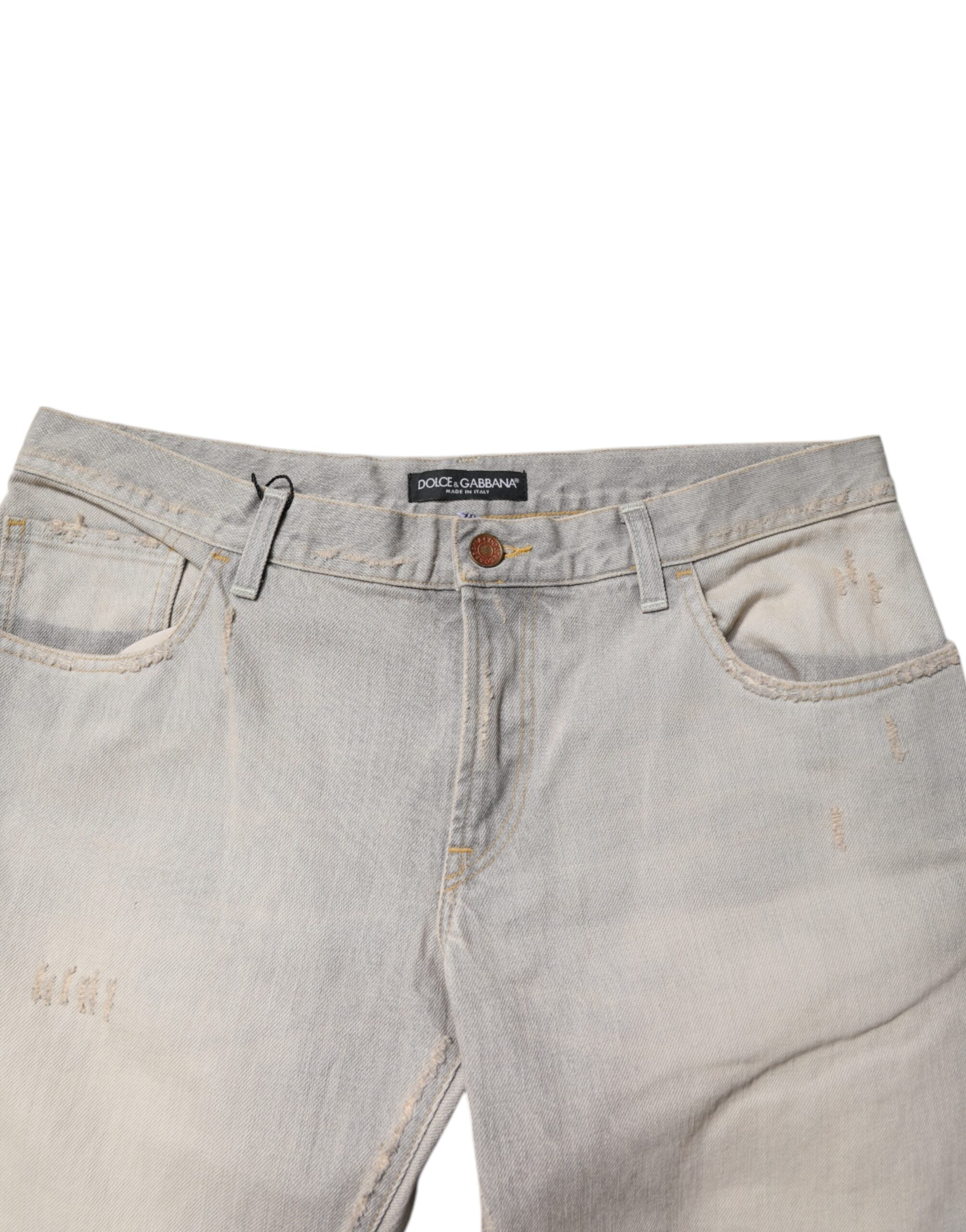 Dolce & Gabbana Light Gray Cotton Skinny Denim Jeans Dolce & Gabbana