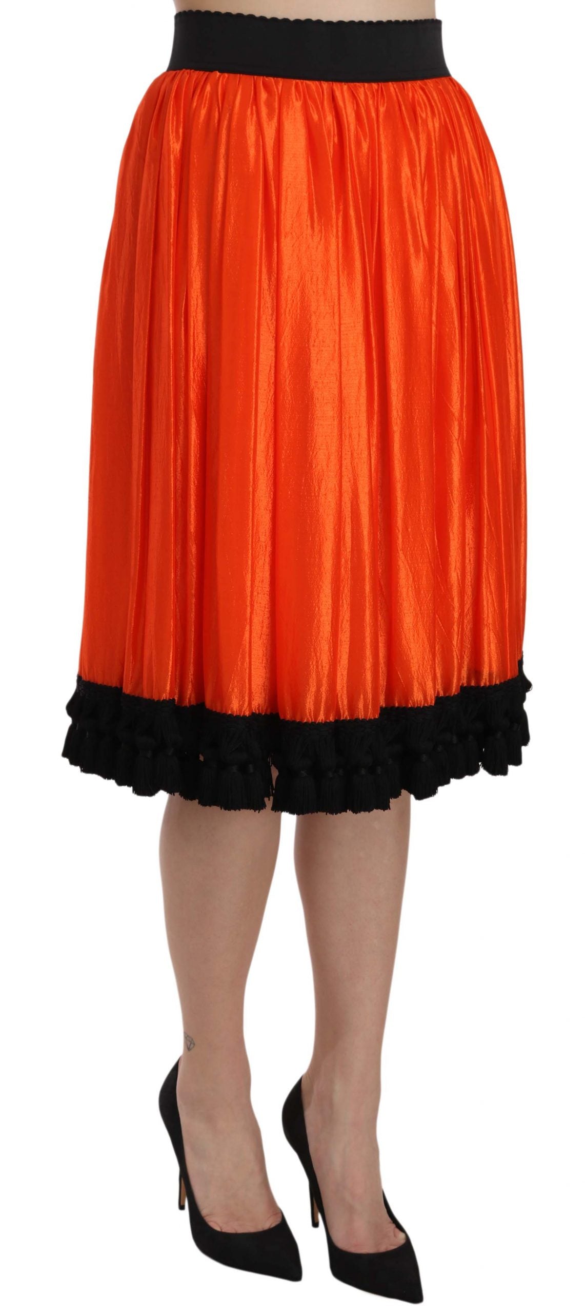 Dolce & Gabbana Orange High Waist Knee Length Skirt Dolce & Gabbana