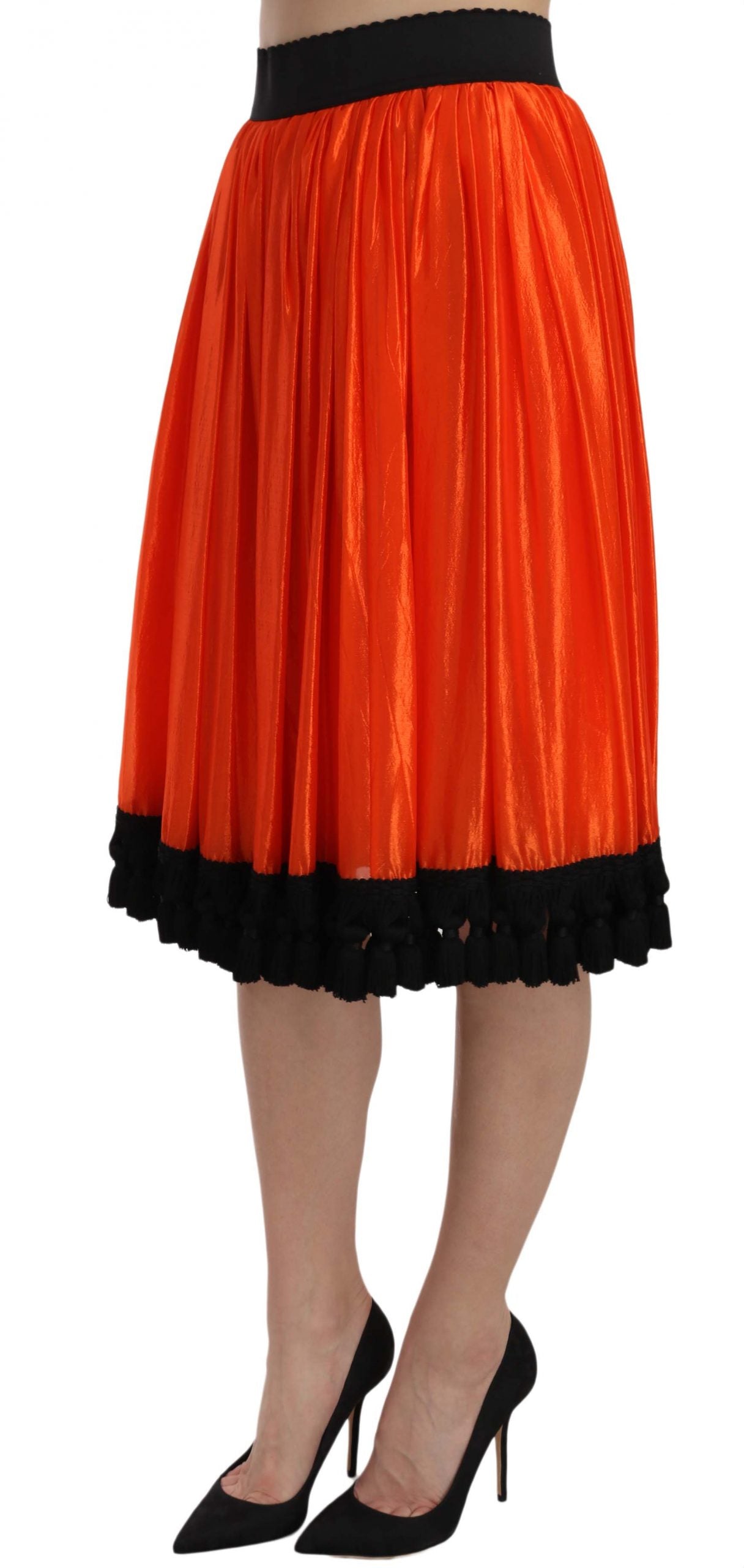 Dolce & Gabbana Orange High Waist Knee Length Skirt Dolce & Gabbana