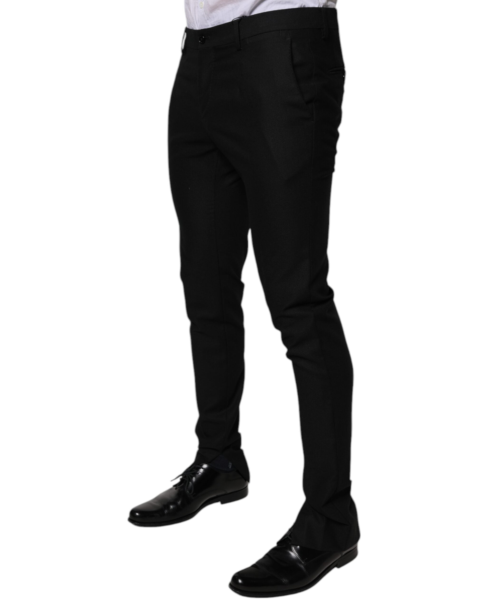 Dolce & Gabbana Black Virgin Wool MenSkinny Dress Formal Pants Dolce & Gabbana