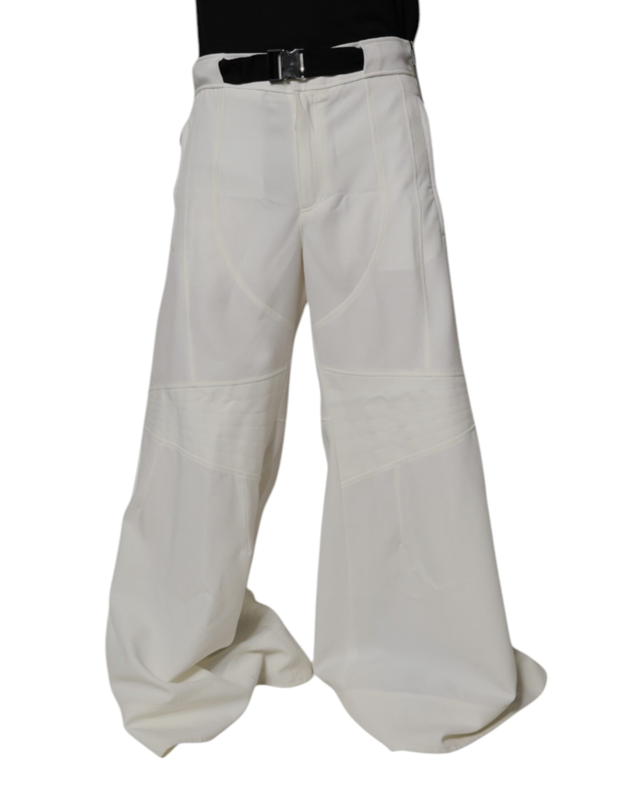 Dolce & Gabbana White Mid Waist Wide Leg Pants Dolce & Gabbana