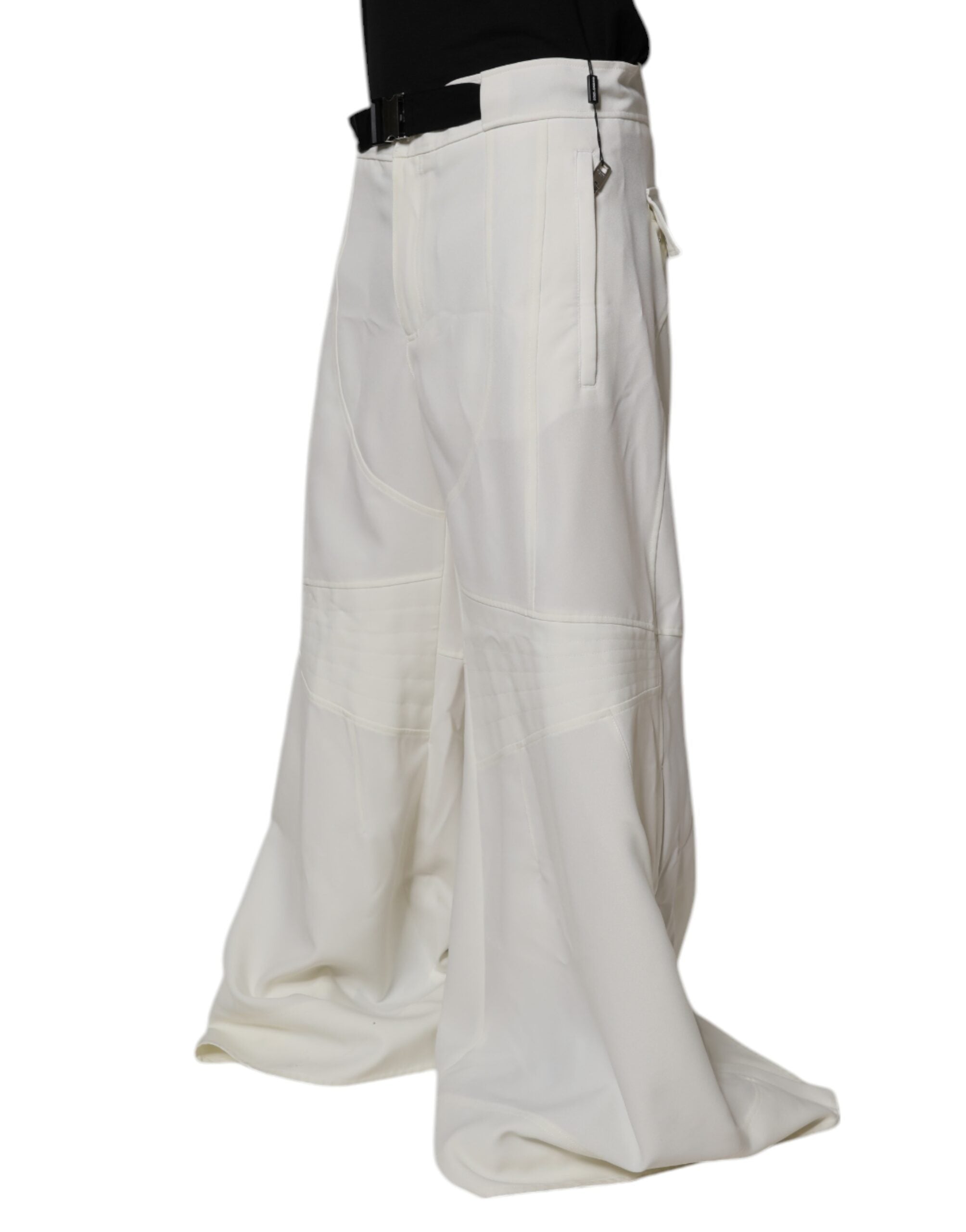 Dolce & Gabbana White Mid Waist Wide Leg Pants Dolce & Gabbana