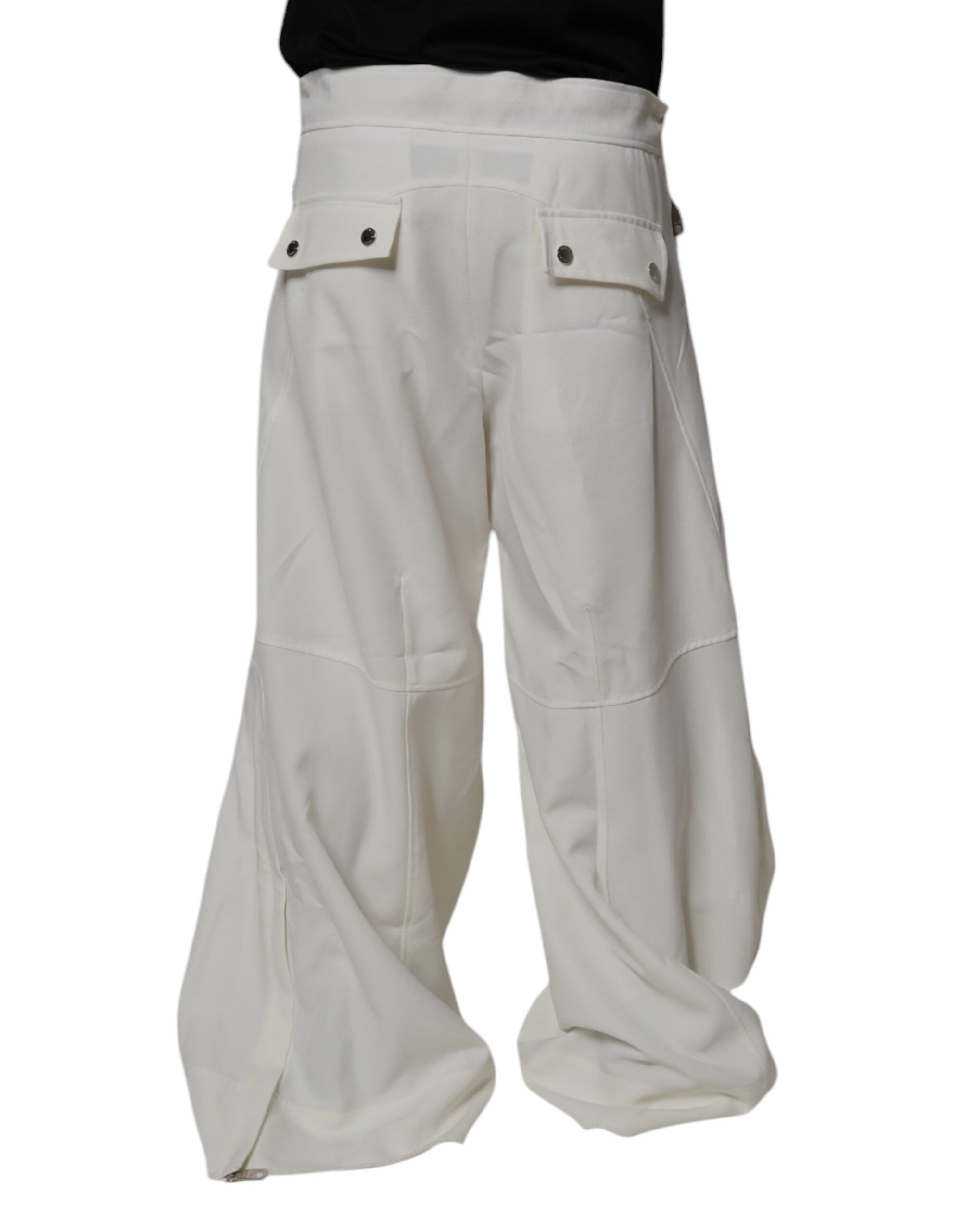 Dolce & Gabbana White Mid Waist Wide Leg Pants Dolce & Gabbana