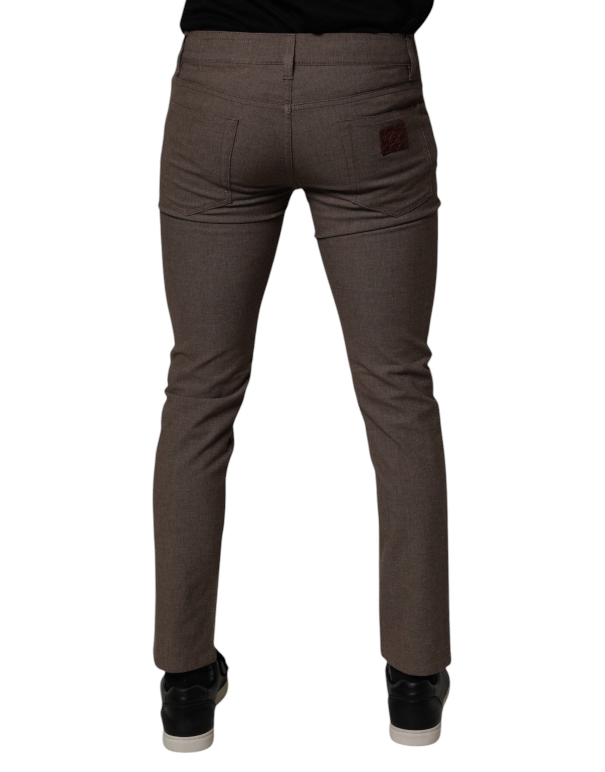 Dolce & Gabbana Brown Cotton Stretch Chino Pants Dolce & Gabbana