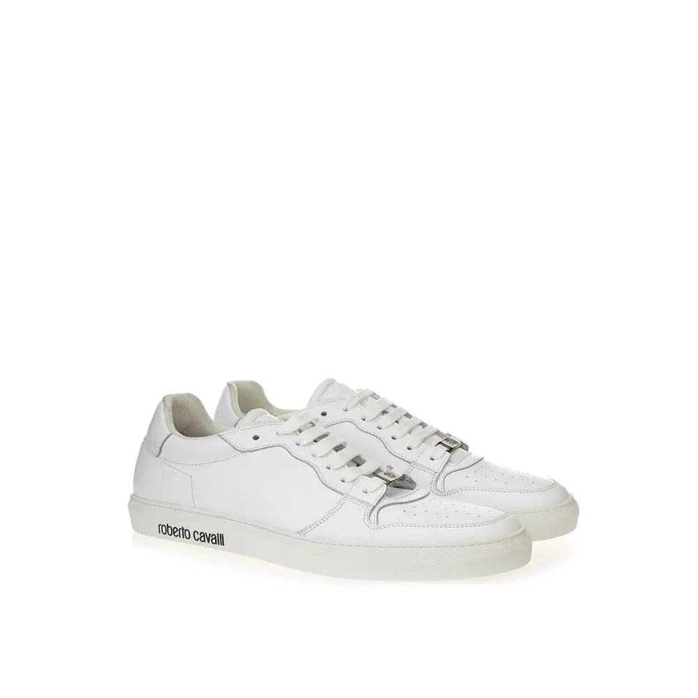 Roberto Cavalli White Leather Low Top Sneakers Roberto Cavalli