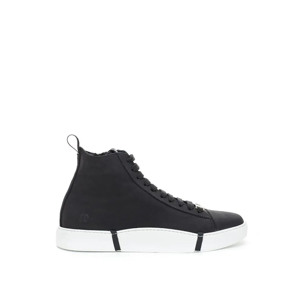Roberto Cavalli Black Suede Leather High Top Sneakers Roberto Cavalli