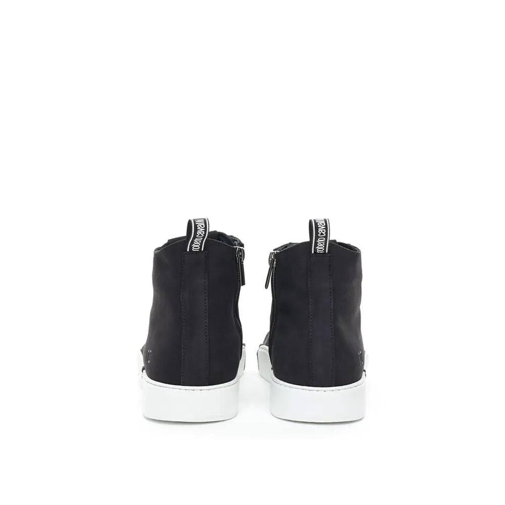Roberto Cavalli Black Suede Leather High Top Sneakers Roberto Cavalli