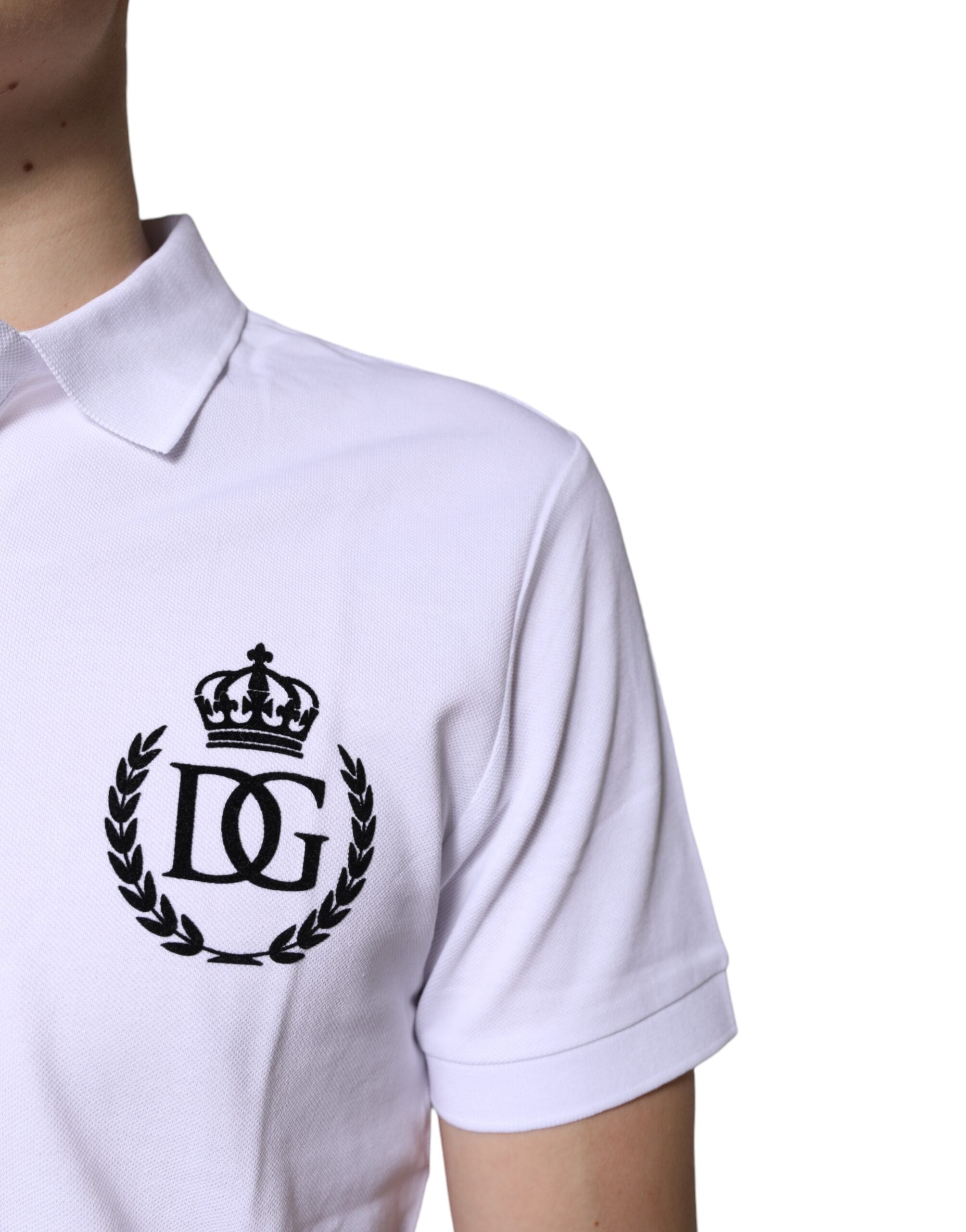 Dolce & Gabbana White Cotton Crown Collared Men Polo T-shirt Dolce & Gabbana
