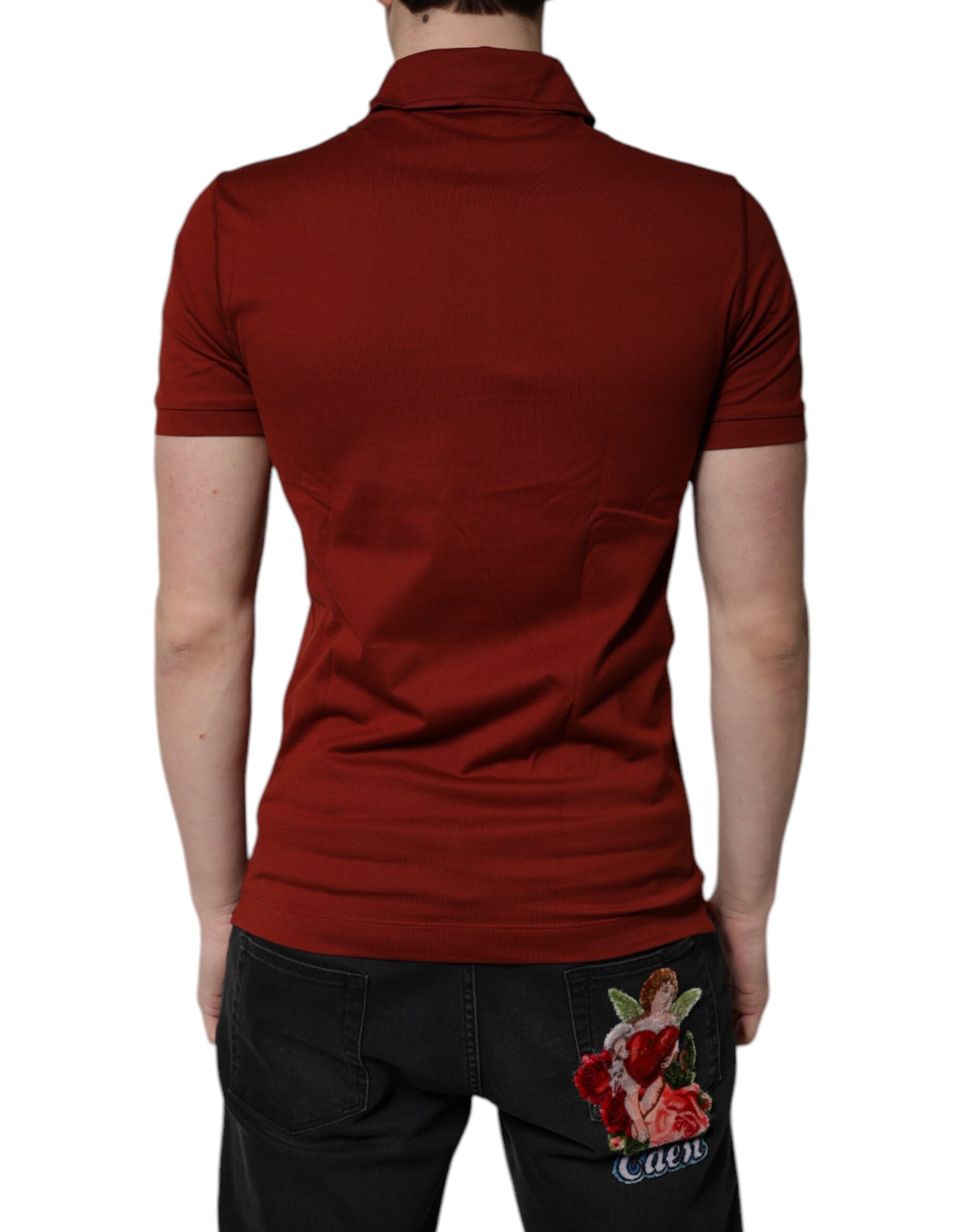 Dolce & Gabbana Red Cotton DG Logo Collared Men Polo T-shirt Dolce & Gabbana