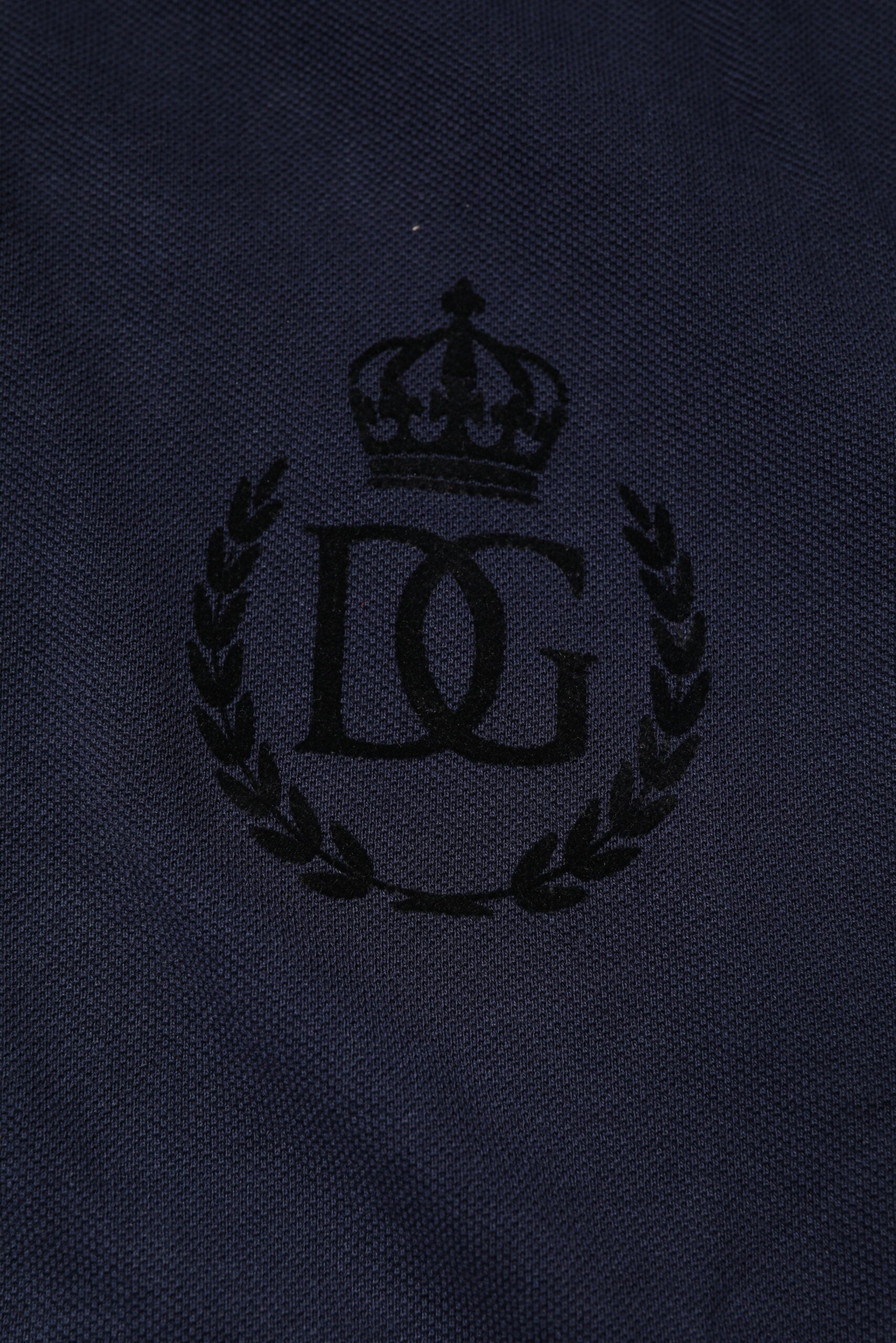 Dolce & Gabbana Dark Blue Cotton Crown Collared Polo T-shirt Dolce & Gabbana