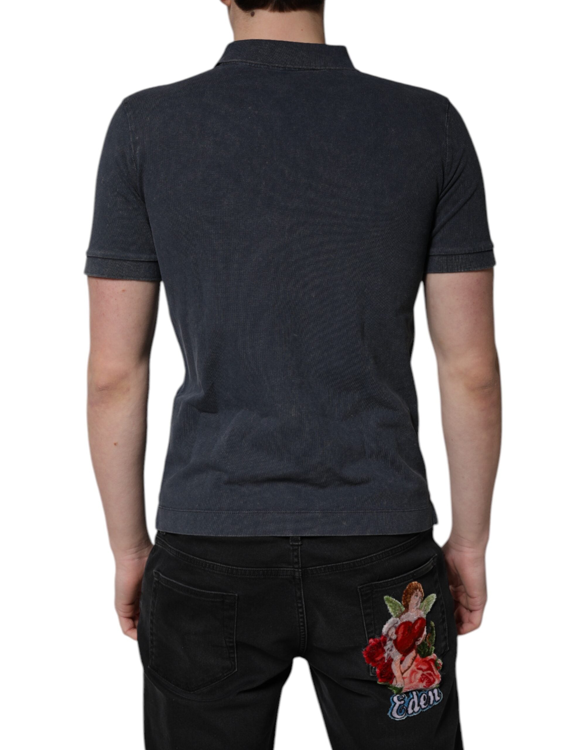 Dolce & Gabbana Dark Blue Logo Plaque Cotton Men Polo Shirt T-shirt Dolce & Gabbana