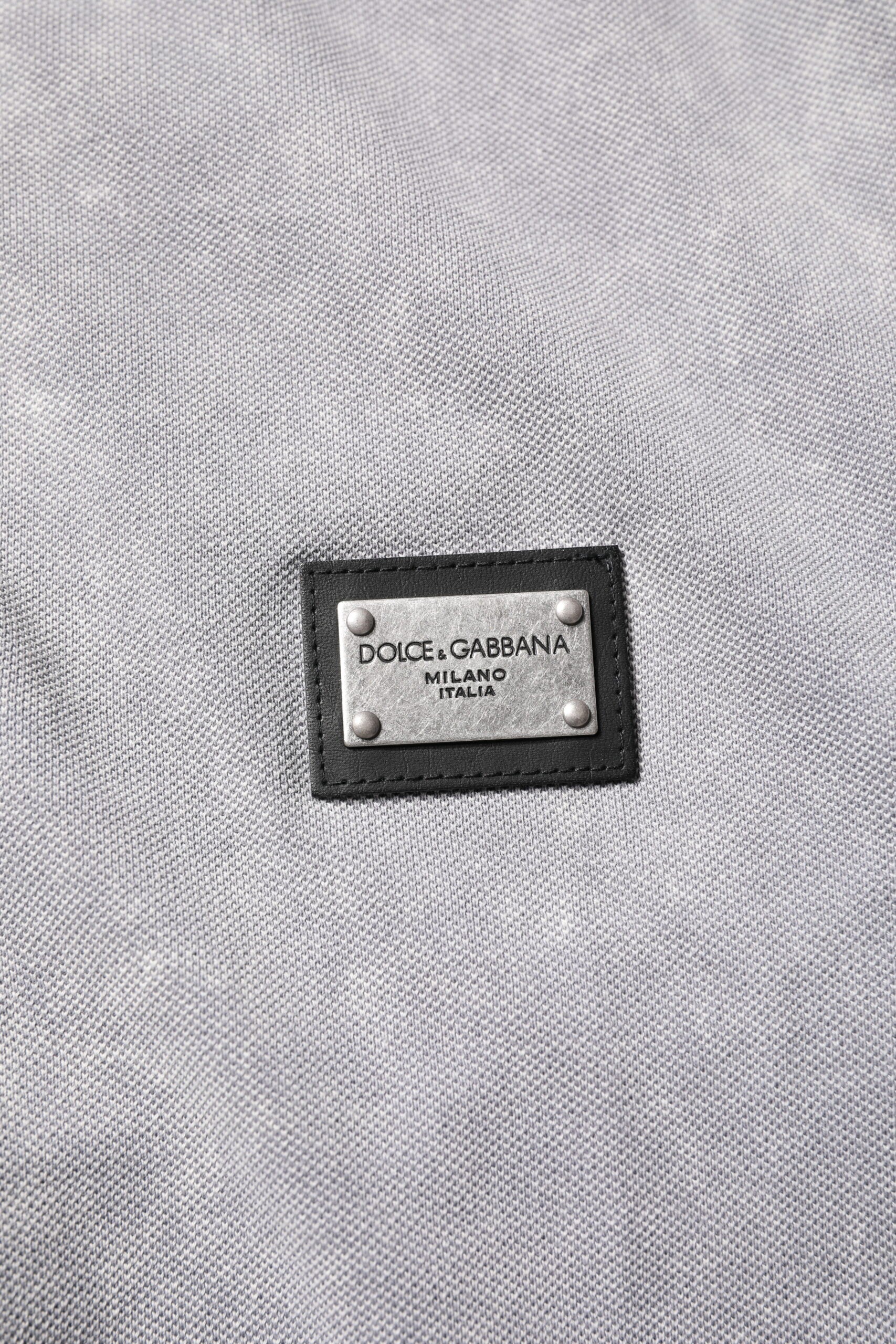 Dolce & Gabbana Gray Logo Plaque Cotton Men Polo Shirt T-shirt Dolce & Gabbana