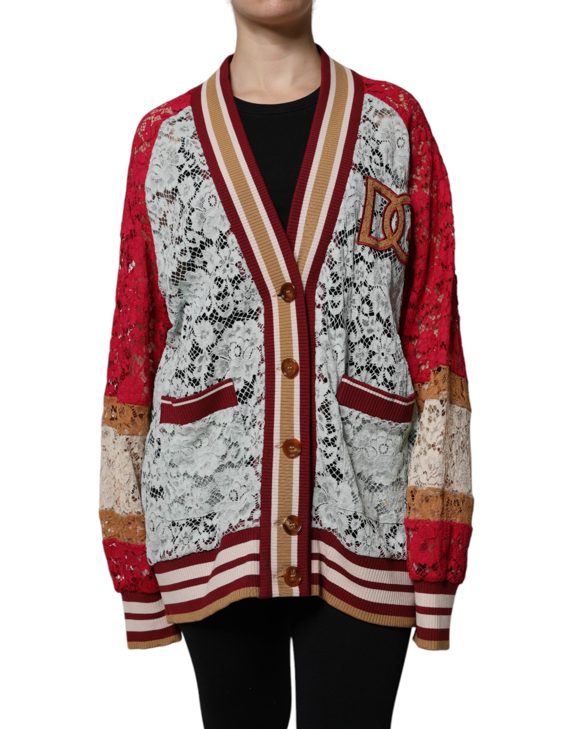 Dolce & Gabbana Multicolor Floral Lace Cardigan Sweater Dolce & Gabbana