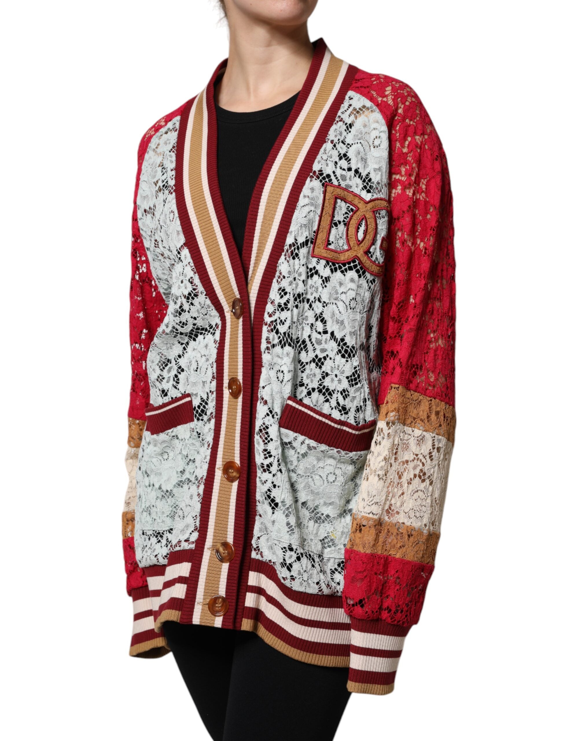 Dolce & Gabbana Multicolor Floral Lace Cardigan Sweater Dolce & Gabbana