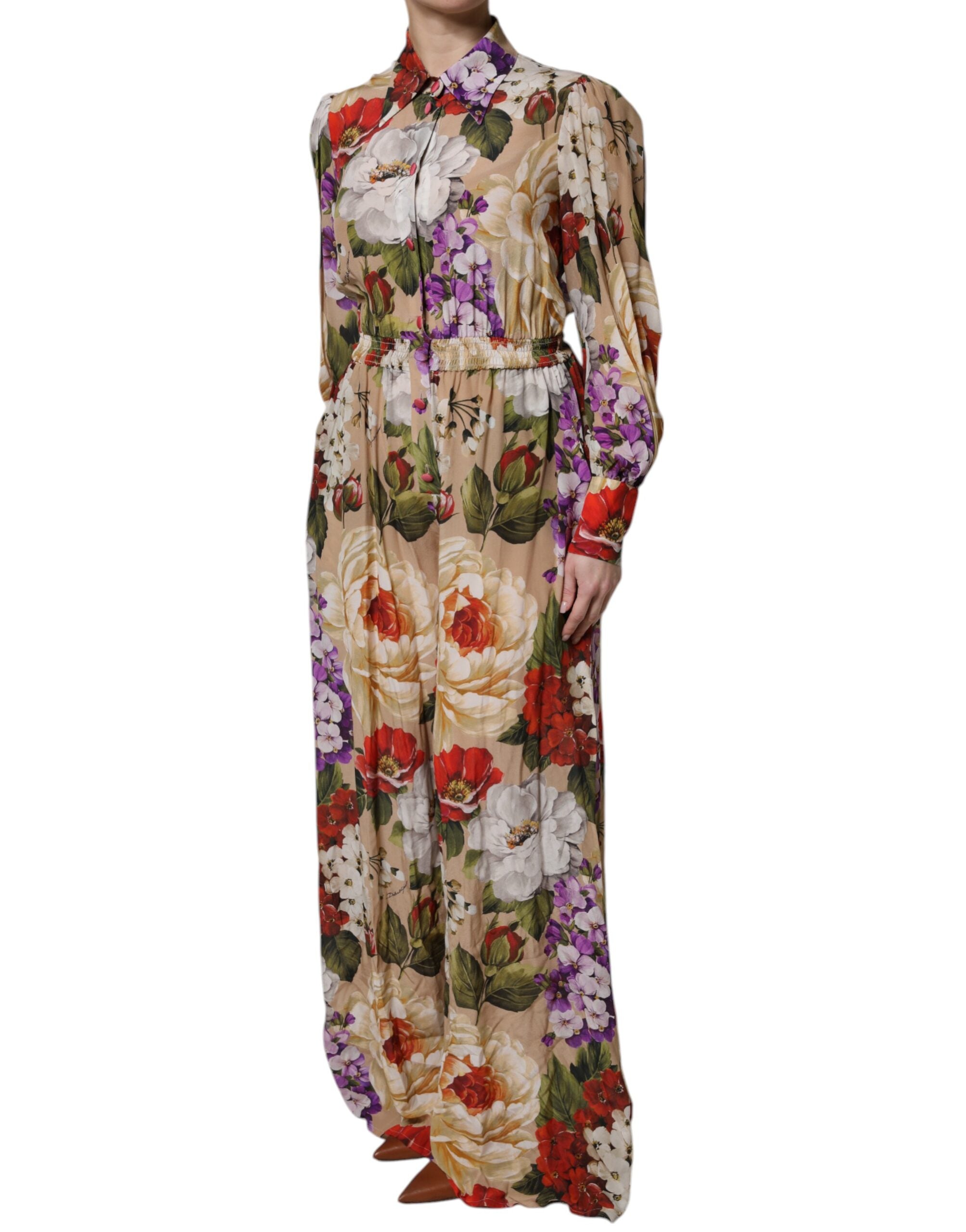 Dolce & Gabbana Multicolor Floral Wide Leg Jumpsuit Dress Dolce & Gabbana