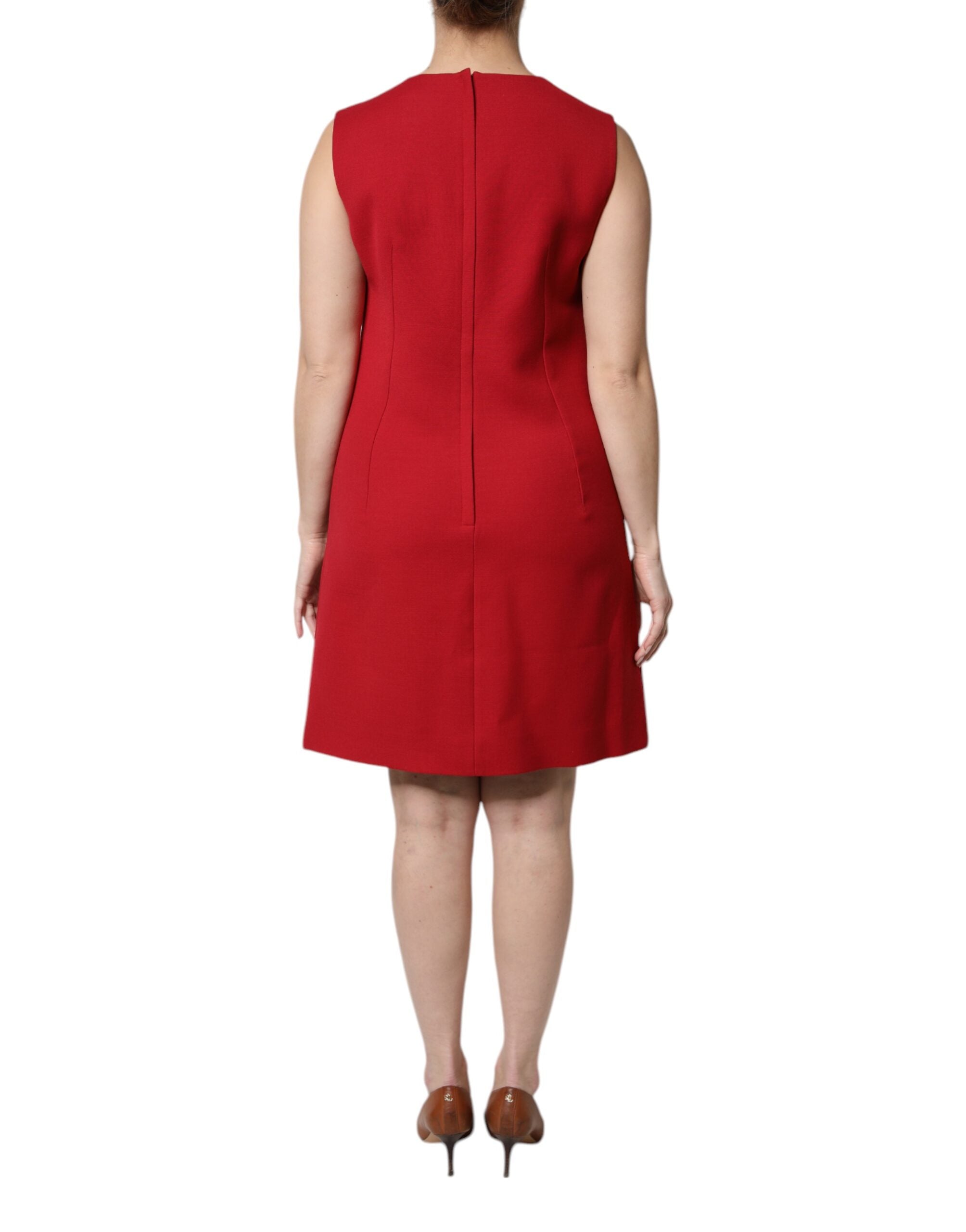 Dolce & Gabbana Red Wool Sleeveless Knee Length A-line Dress Dolce & Gabbana