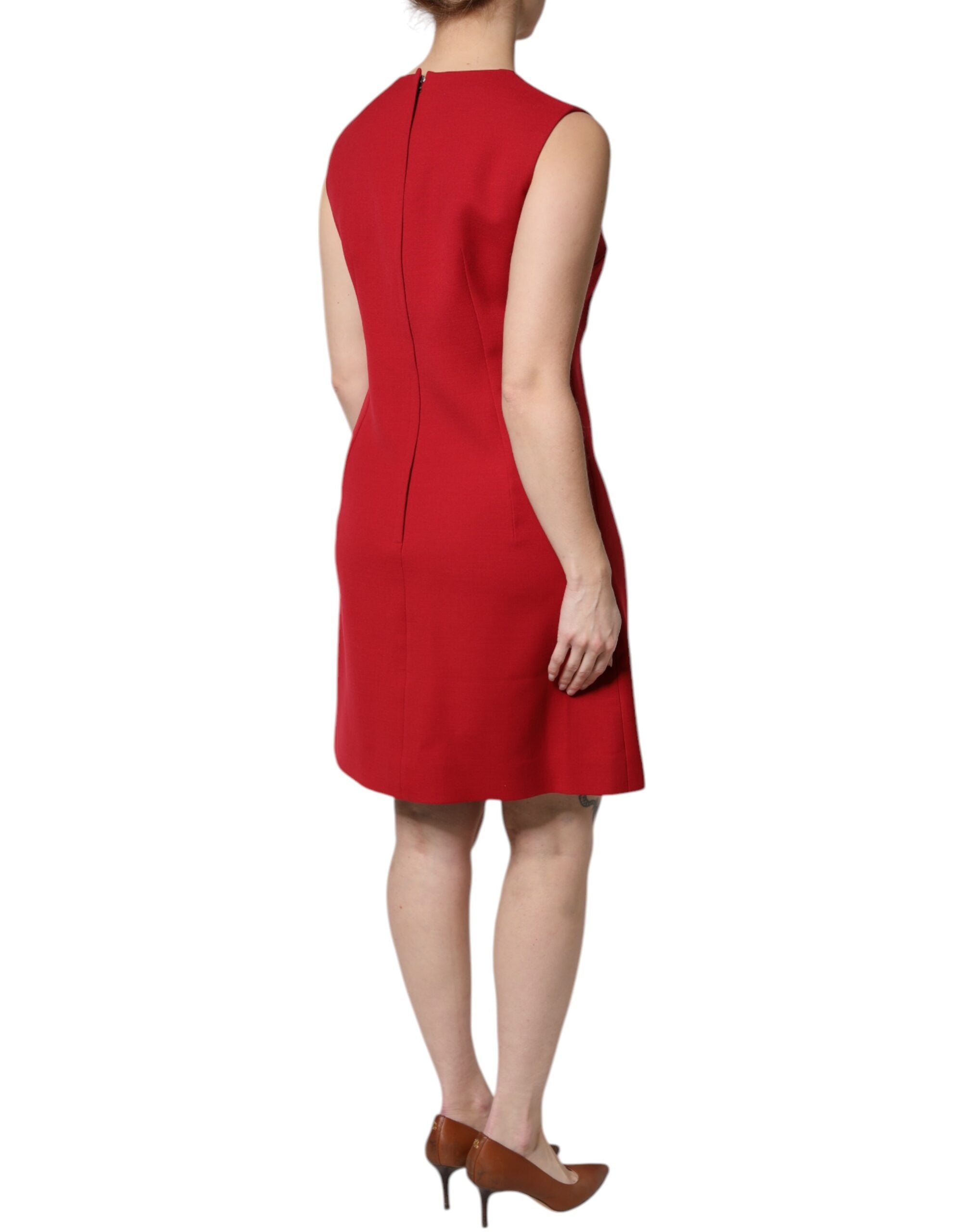 Dolce & Gabbana Red Wool Sleeveless Knee Length A-line Dress Dolce & Gabbana